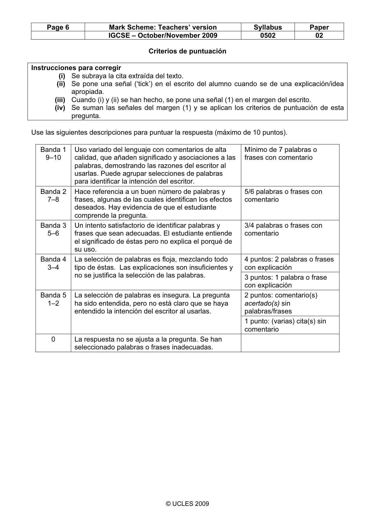 Mark scheme, page 6 of 8