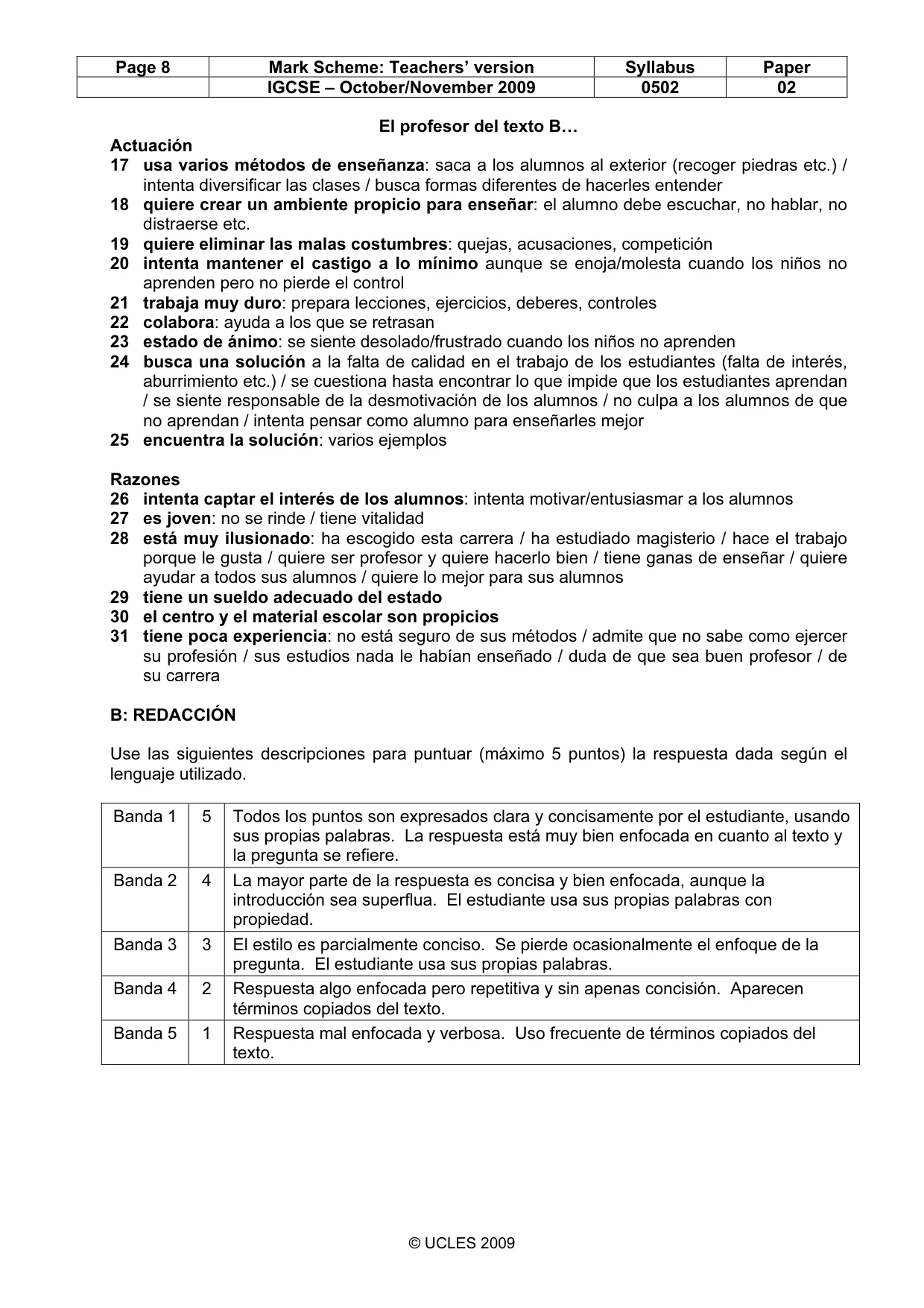 Mark scheme, page 8 of 8