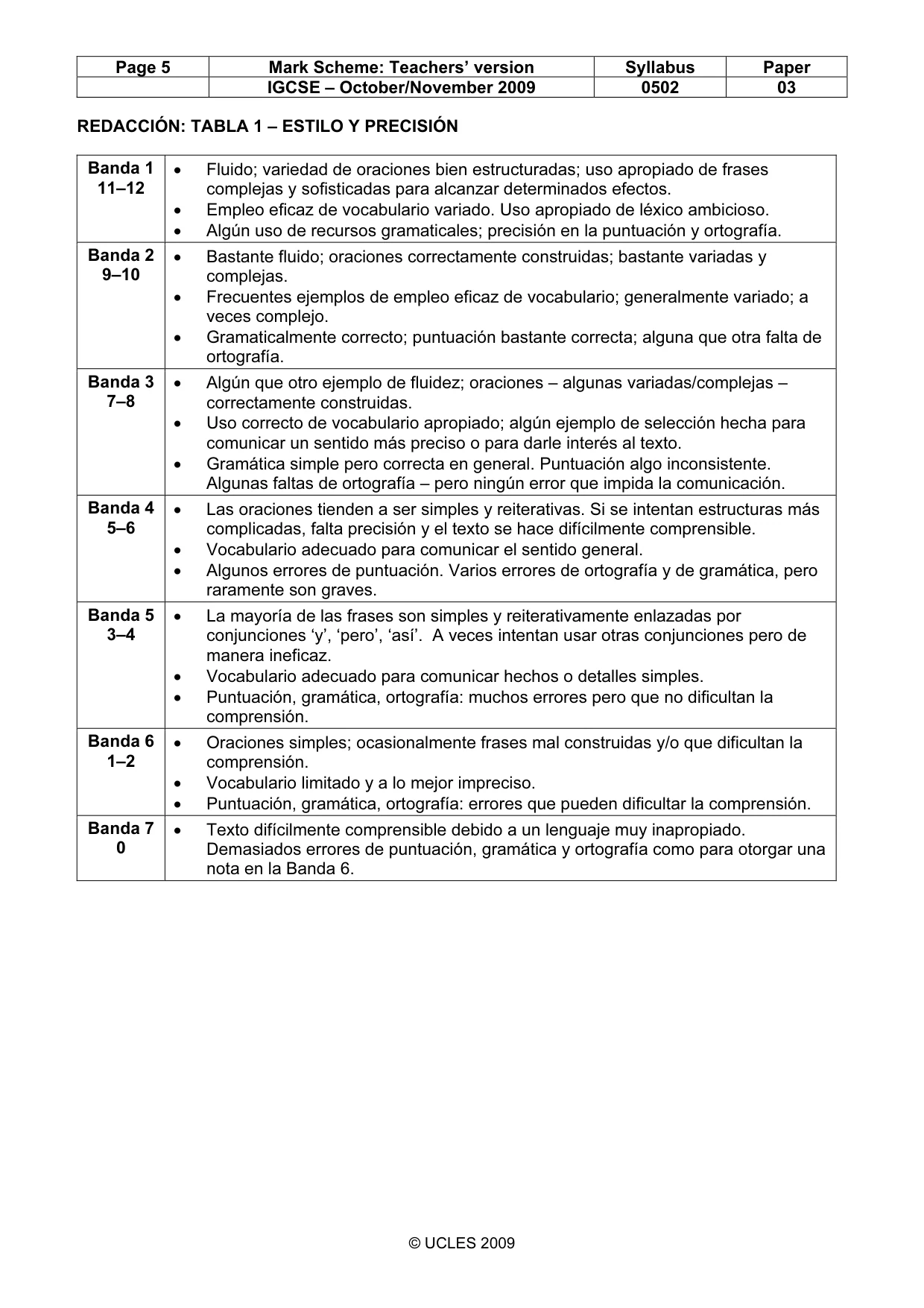 Mark scheme, page 5 of 8