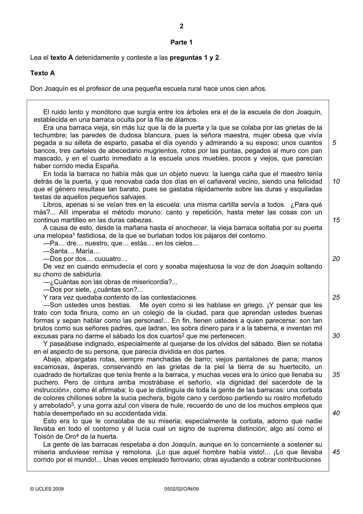 Cambridge IGCSE Spanish - First Language 0502 2009 Oct/Nov Paper 2 · Variant 1 question paper, page 2 of 8