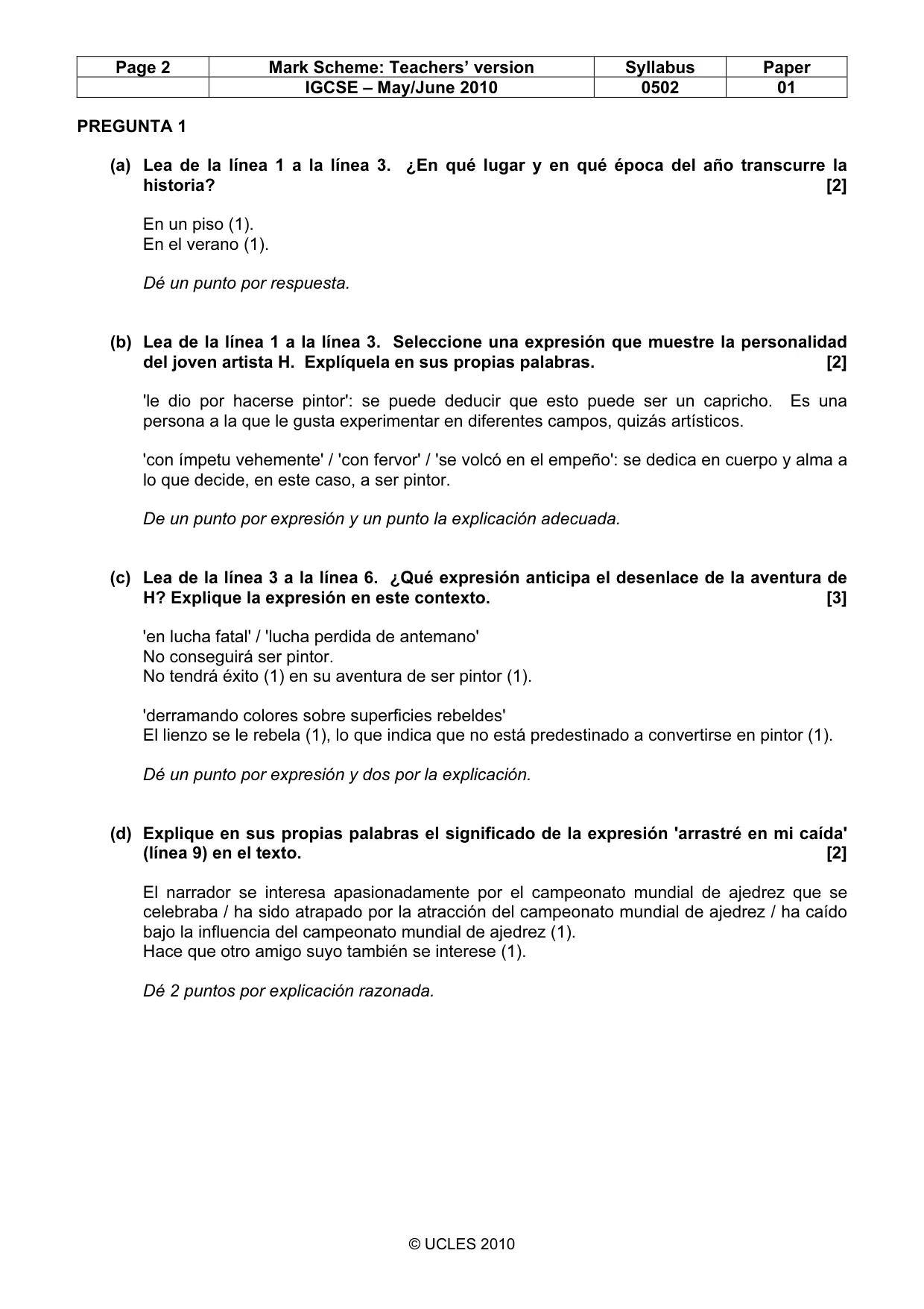 Mark scheme, page 2 of 6
