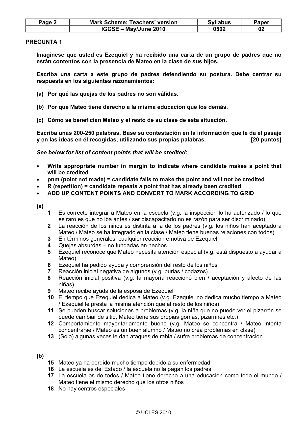 Mark scheme, page 2 of 8