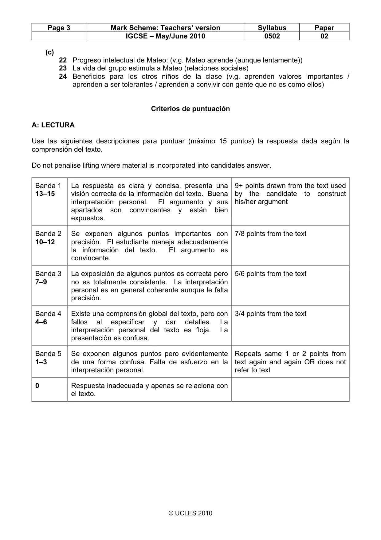 Mark scheme, page 3 of 8