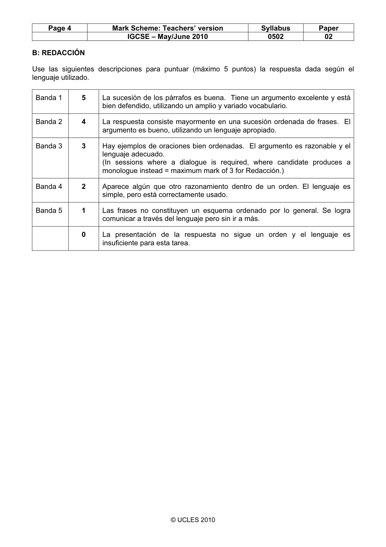 Mark scheme, page 4 of 8