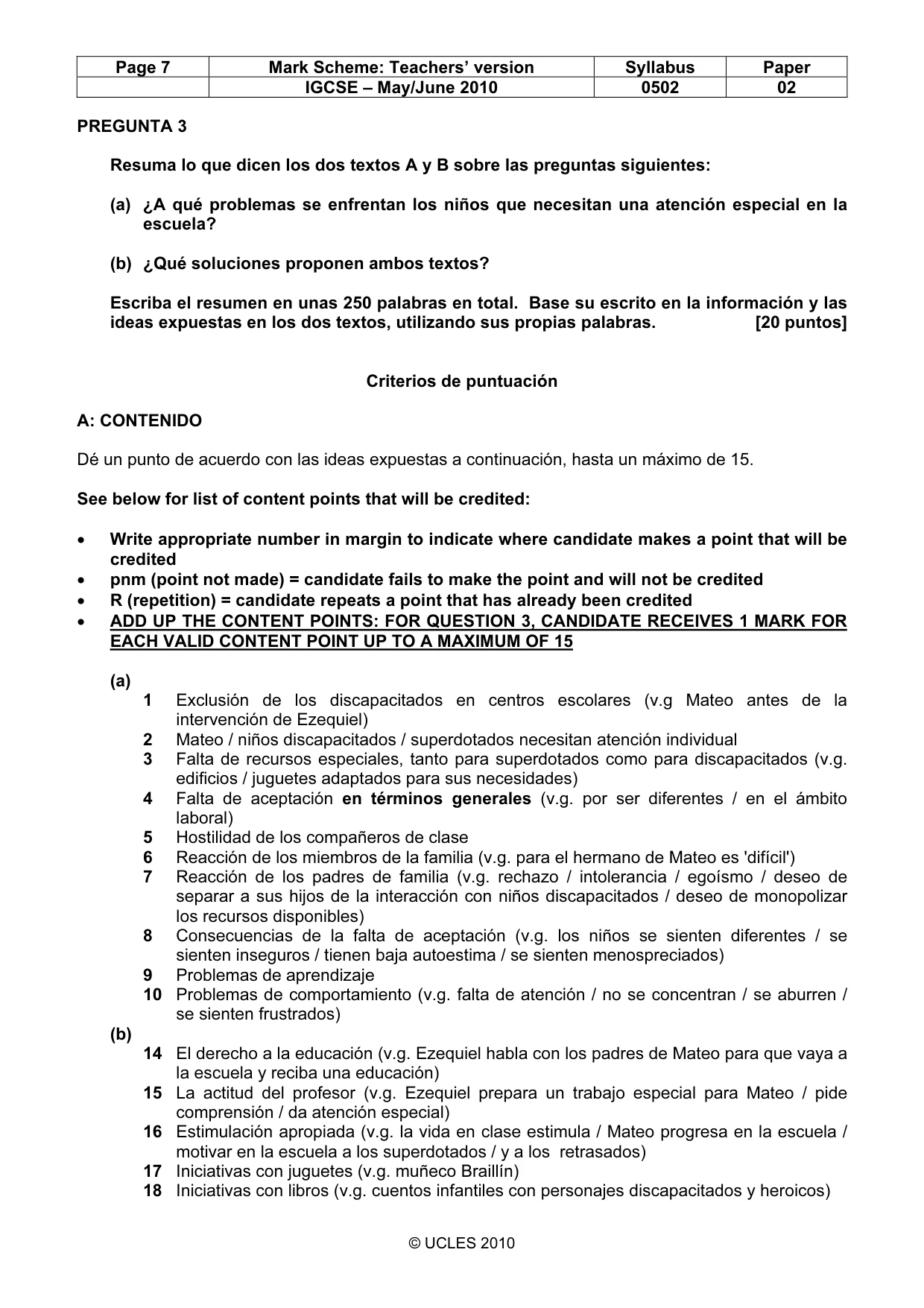 Mark scheme, page 7 of 8