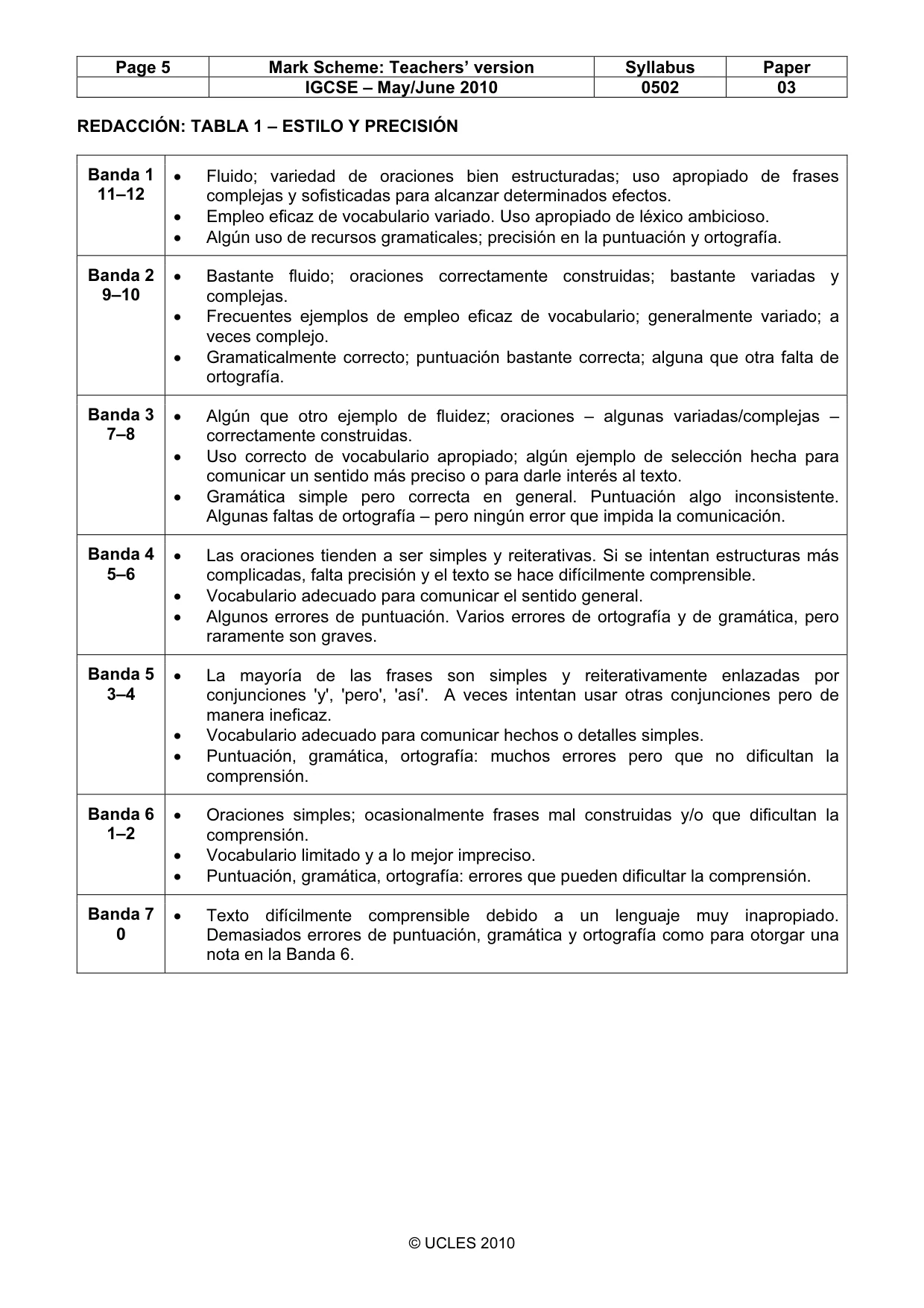 Mark scheme, page 5 of 8