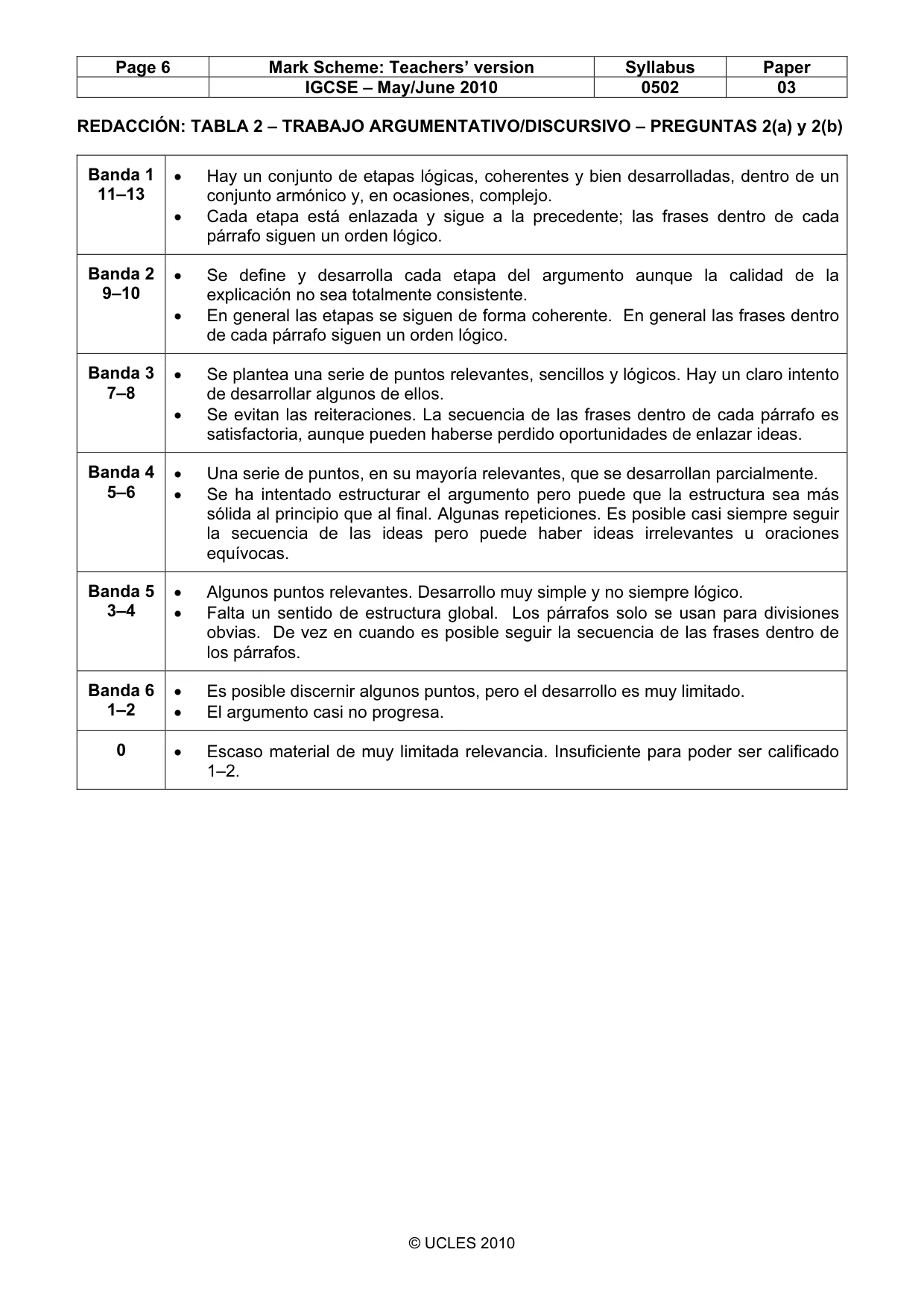 Mark scheme, page 6 of 8