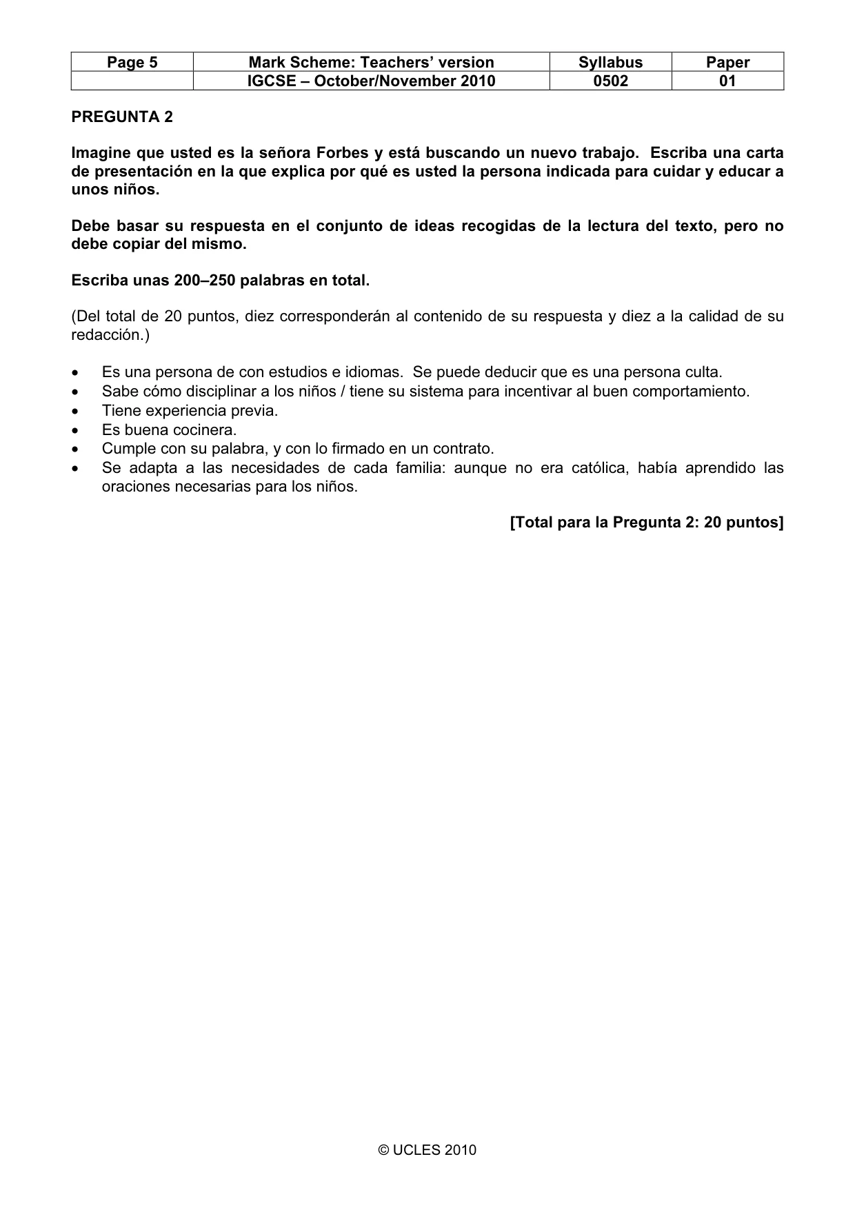 Mark scheme, page 5 of 6