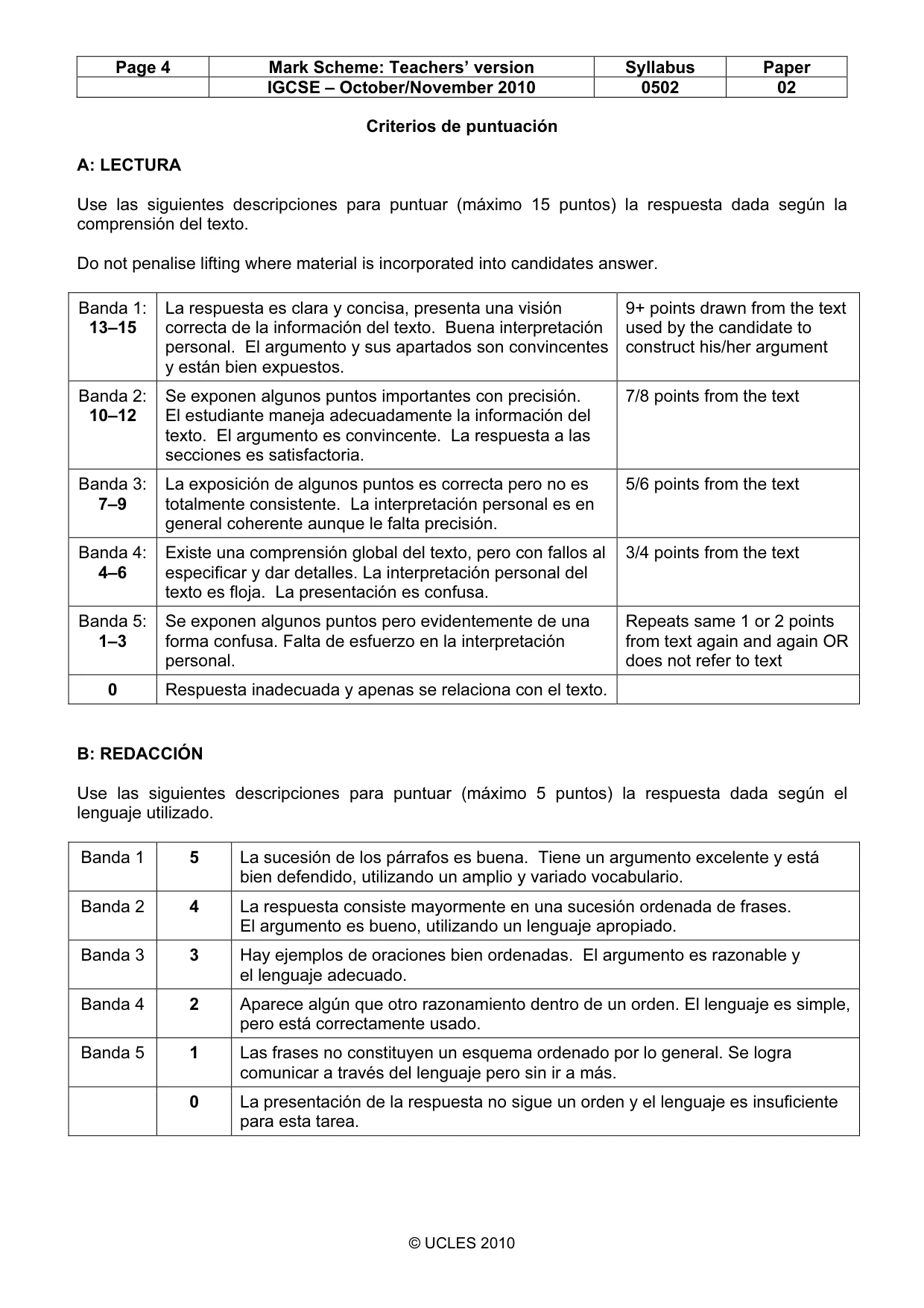 Mark scheme, page 4 of 10