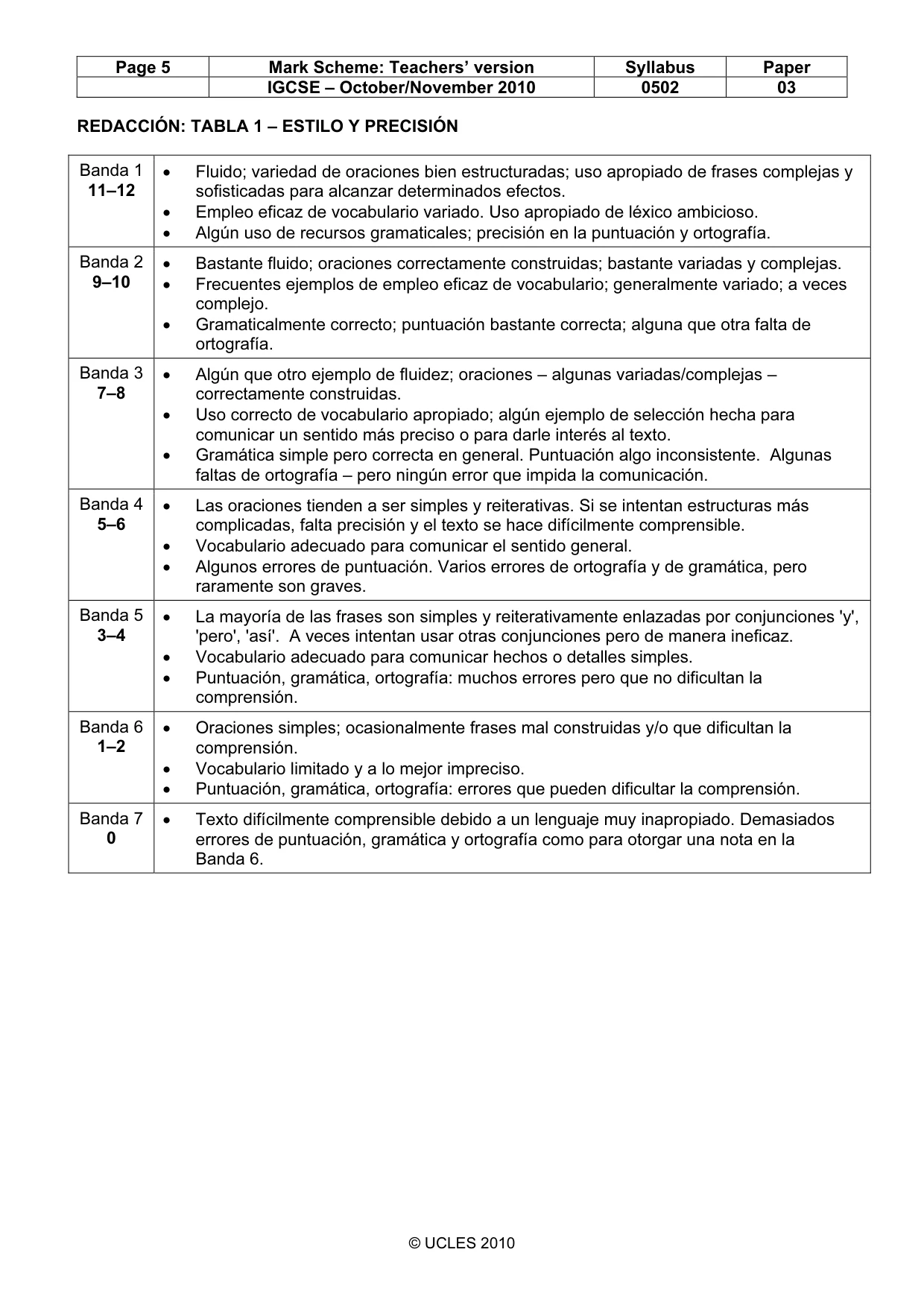 Mark scheme, page 5 of 8