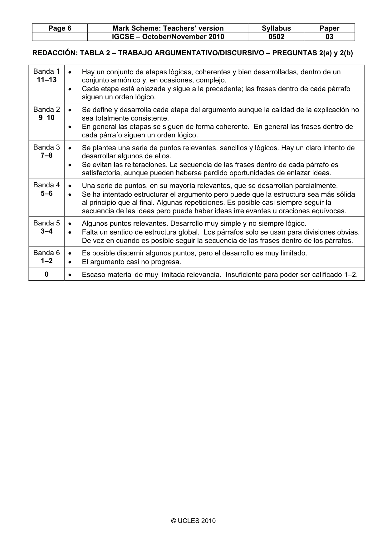 Mark scheme, page 6 of 8