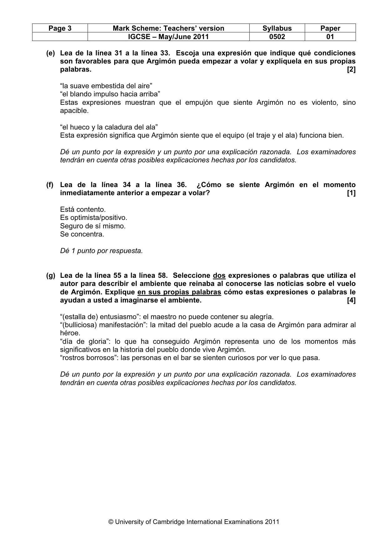 Mark scheme, page 3 of 6