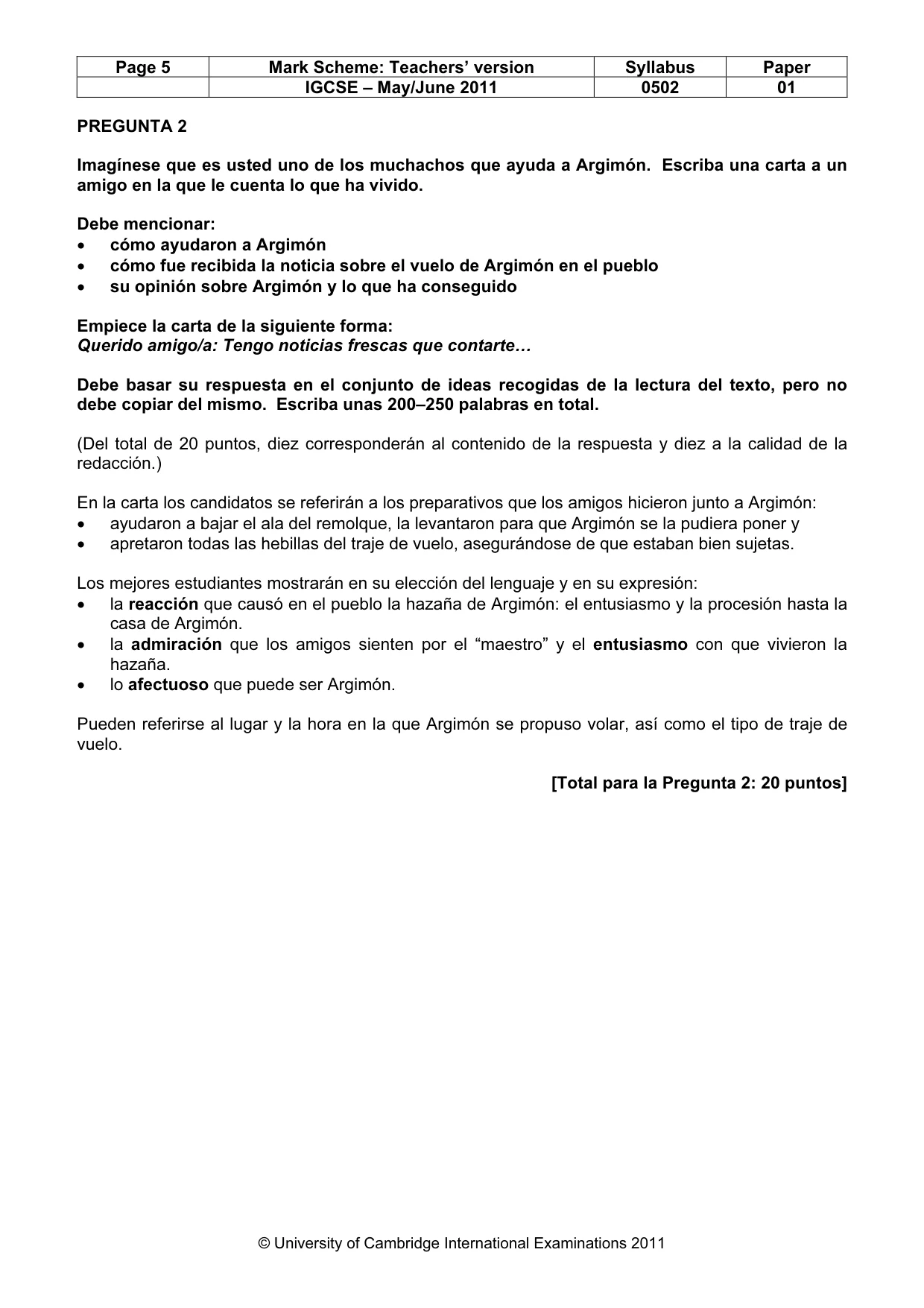 Mark scheme, page 5 of 6