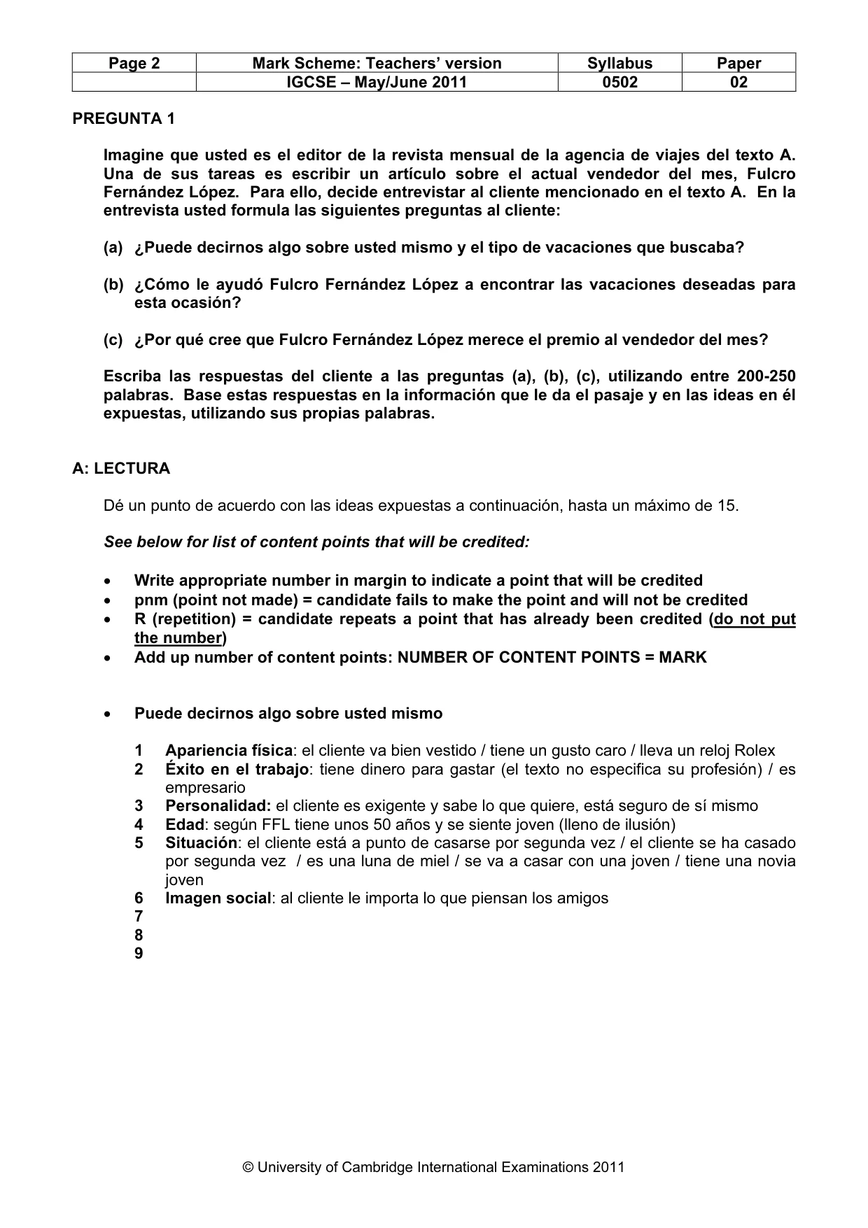 Mark scheme, page 2 of 9