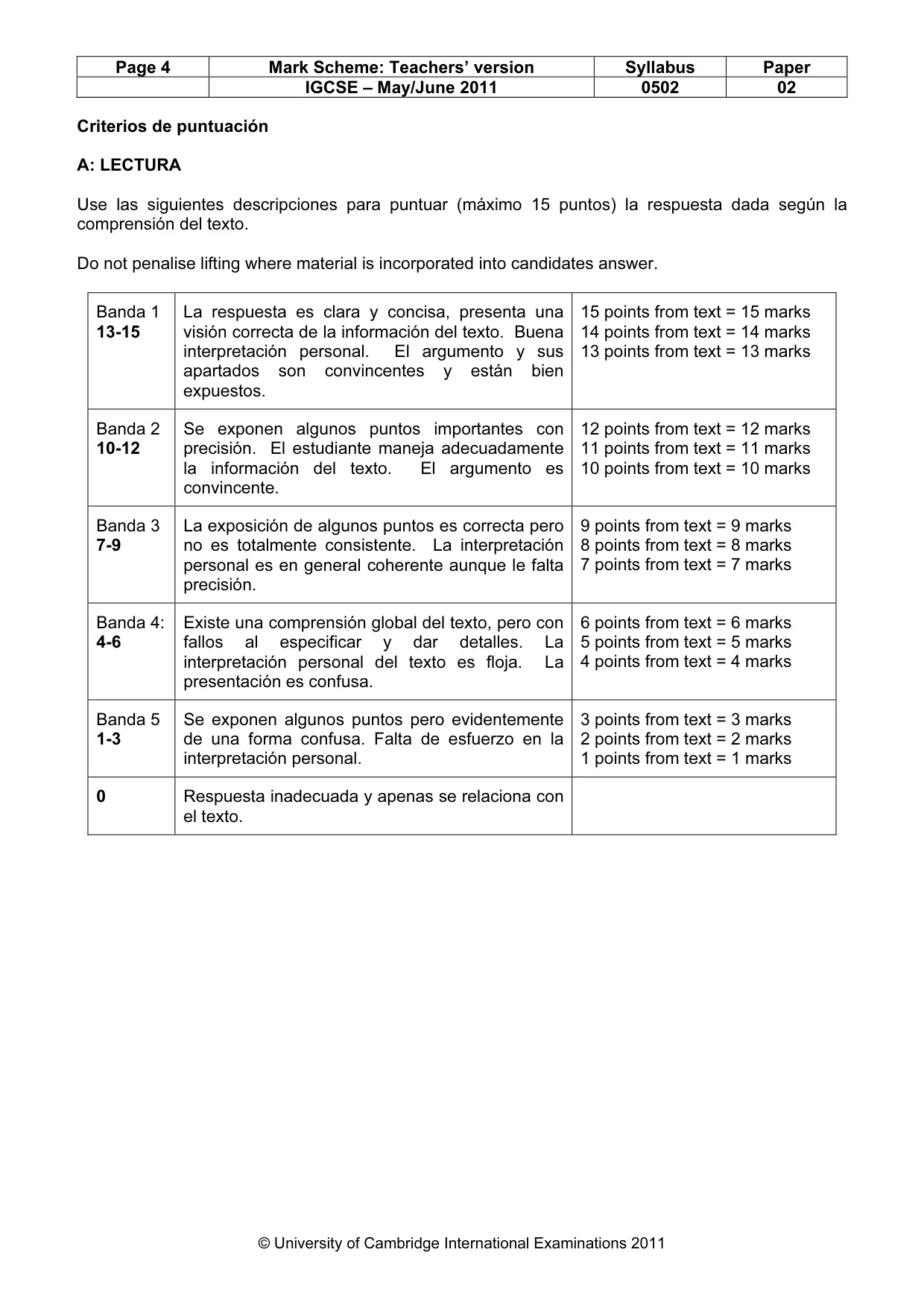 Mark scheme, page 4 of 9