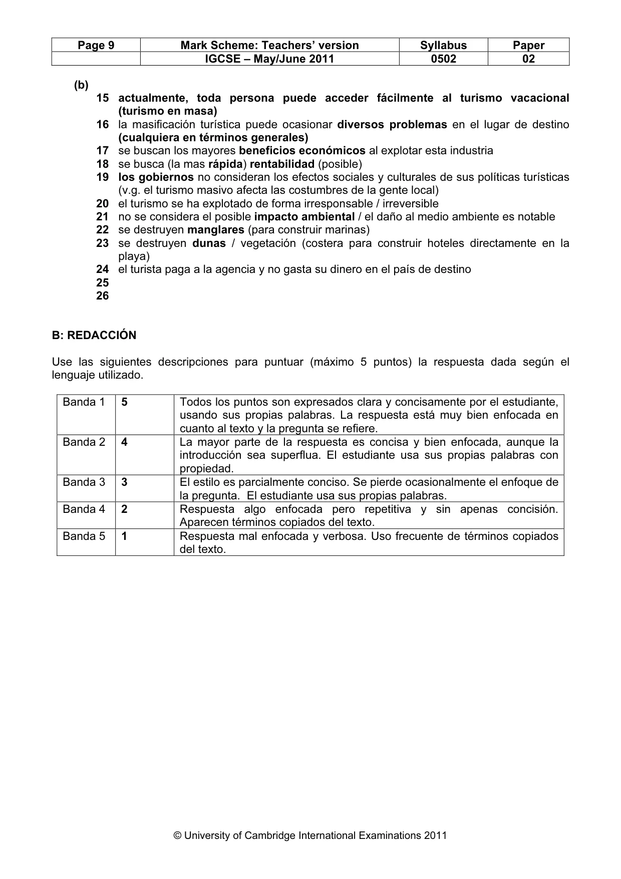 Mark scheme, page 9 of 9
