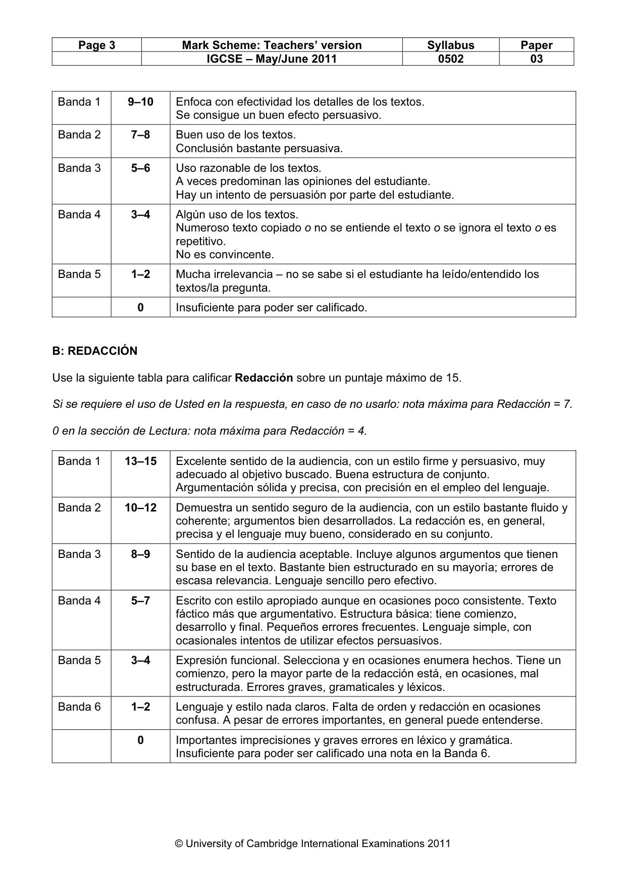 Mark scheme, page 3 of 8