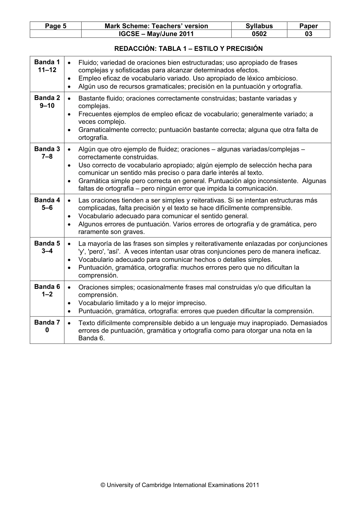 Mark scheme, page 5 of 8