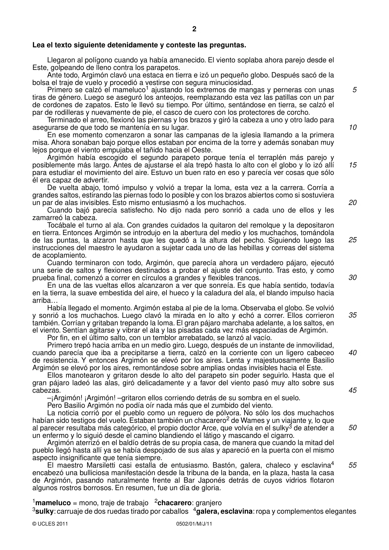Cambridge IGCSE Spanish - First Language 0502 2011 May/June Paper 1 · Variant 1 question paper, page 2 of 4
