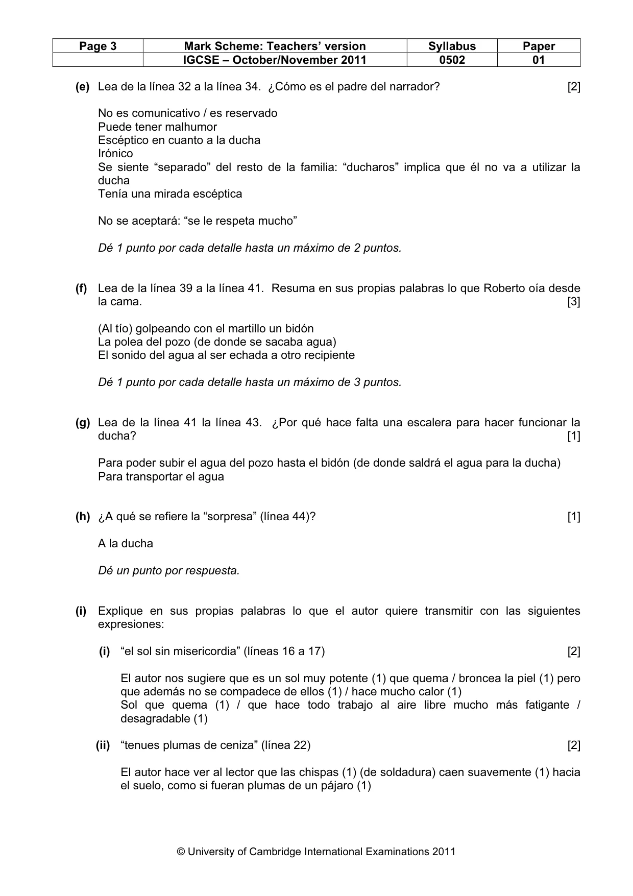 Mark scheme, page 3 of 6