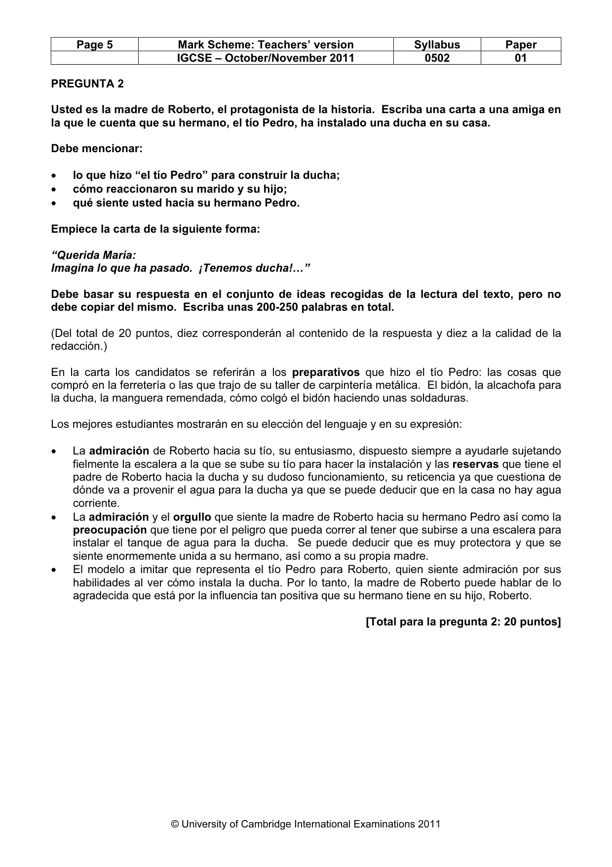 Mark scheme, page 5 of 6