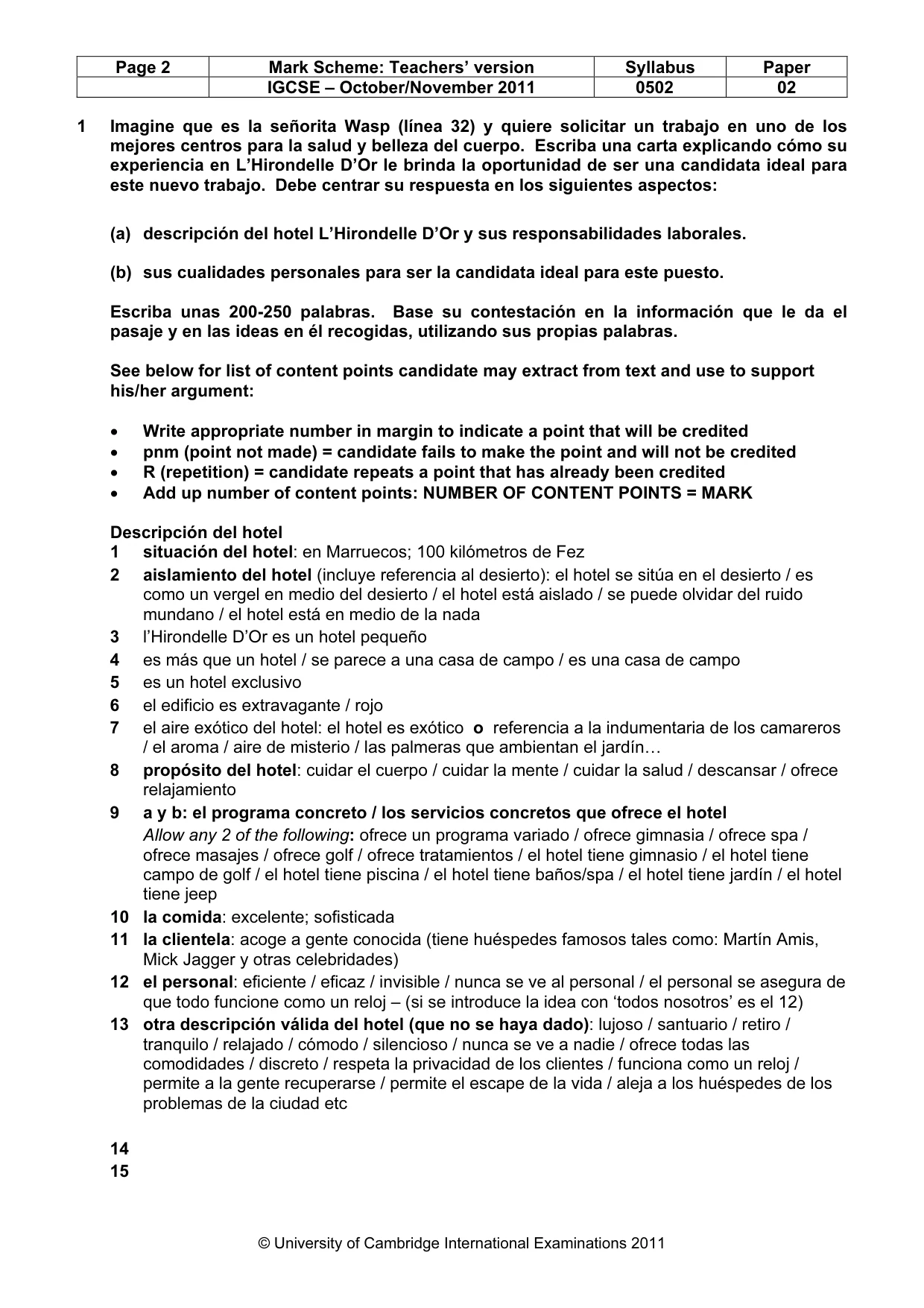 Mark scheme, page 2 of 11