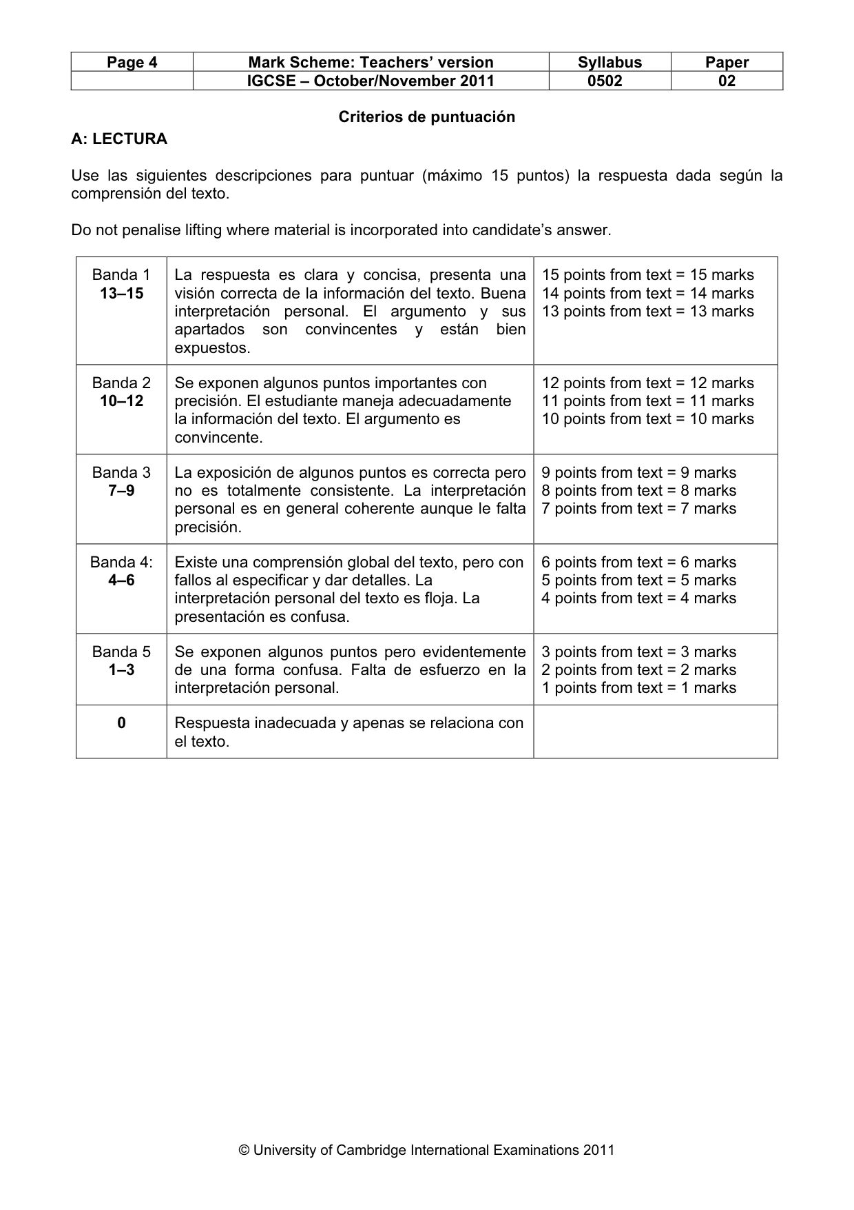 Mark scheme, page 4 of 11