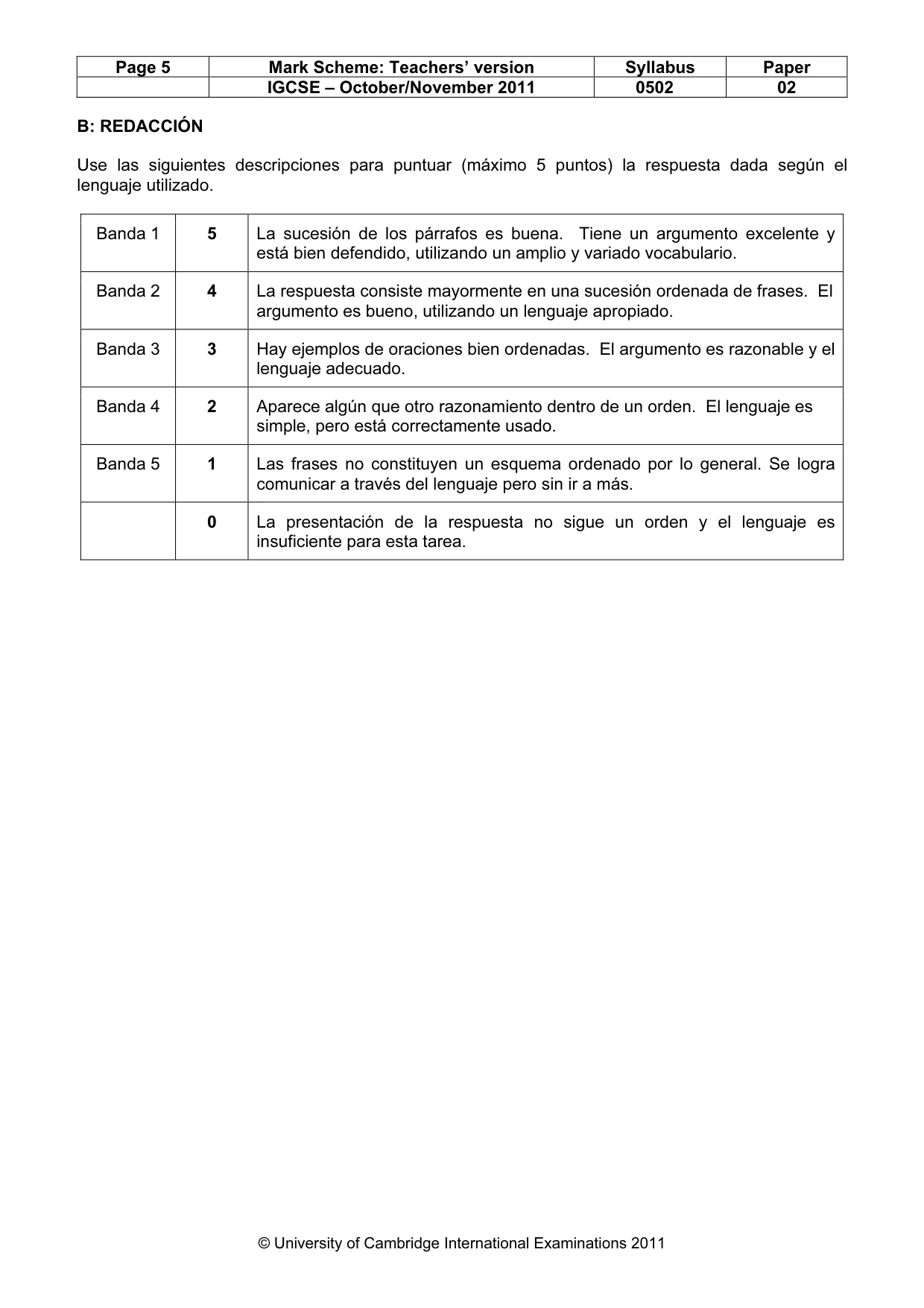 Mark scheme, page 5 of 11