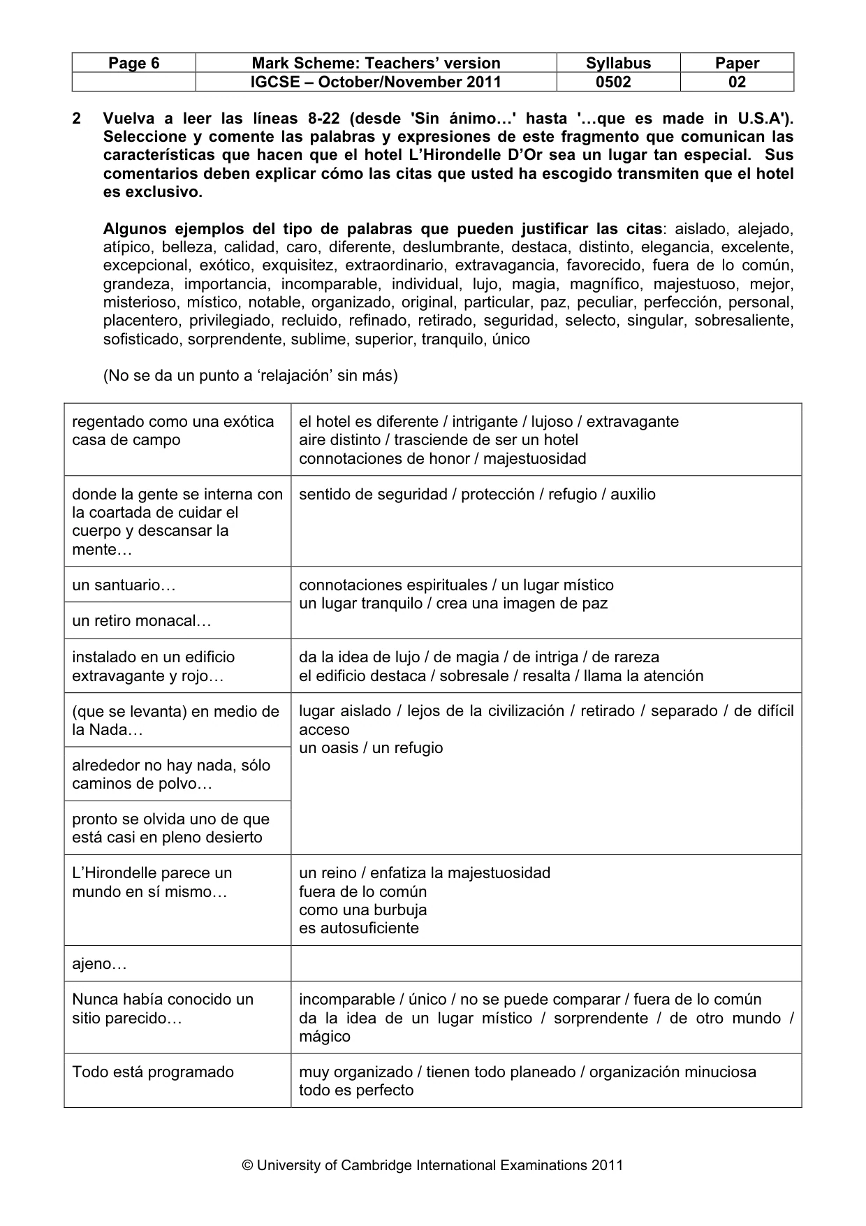 Mark scheme, page 6 of 11