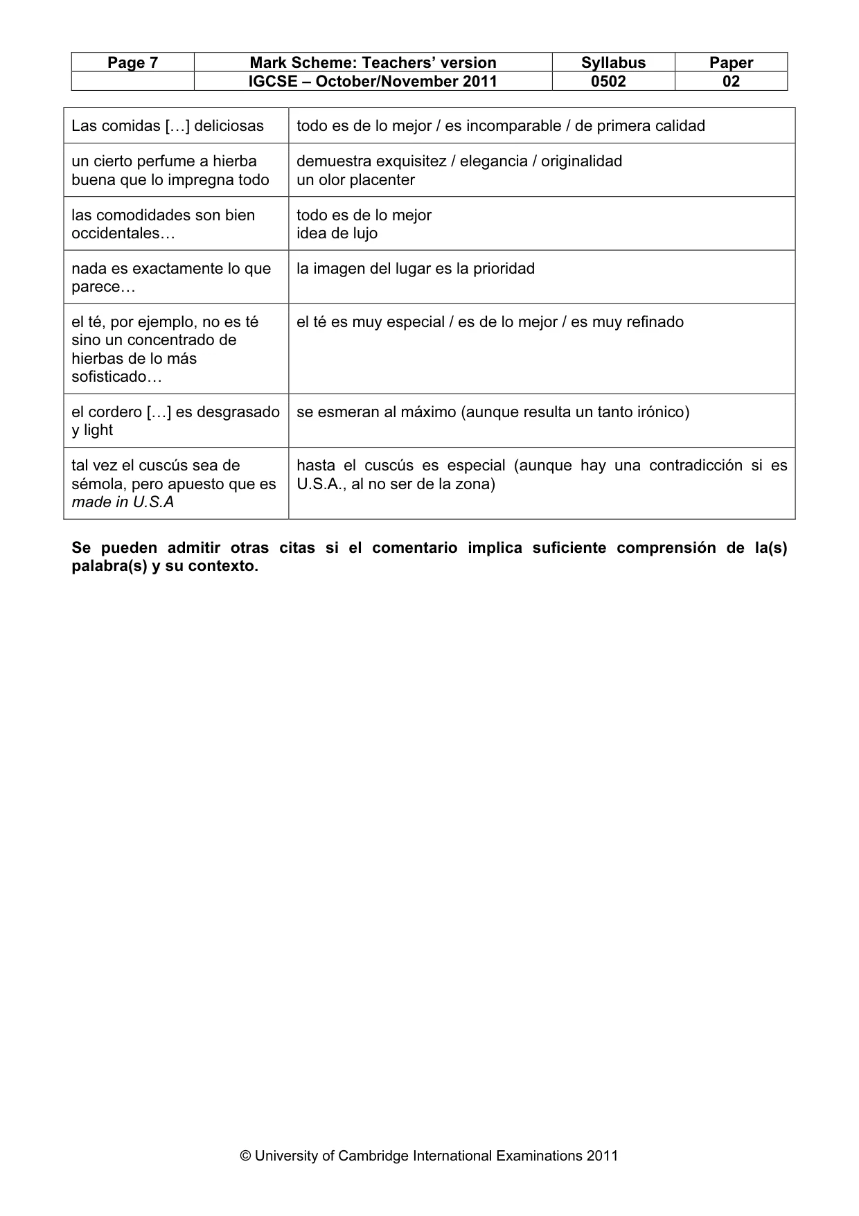 Mark scheme, page 7 of 11