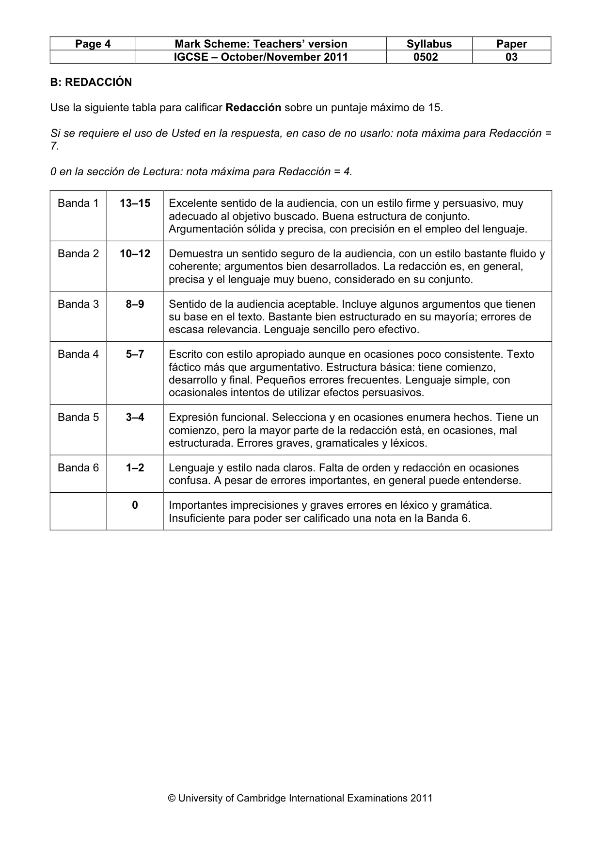 Mark scheme, page 4 of 9
