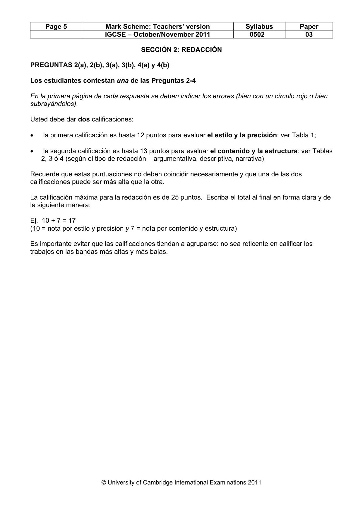 Mark scheme, page 5 of 9