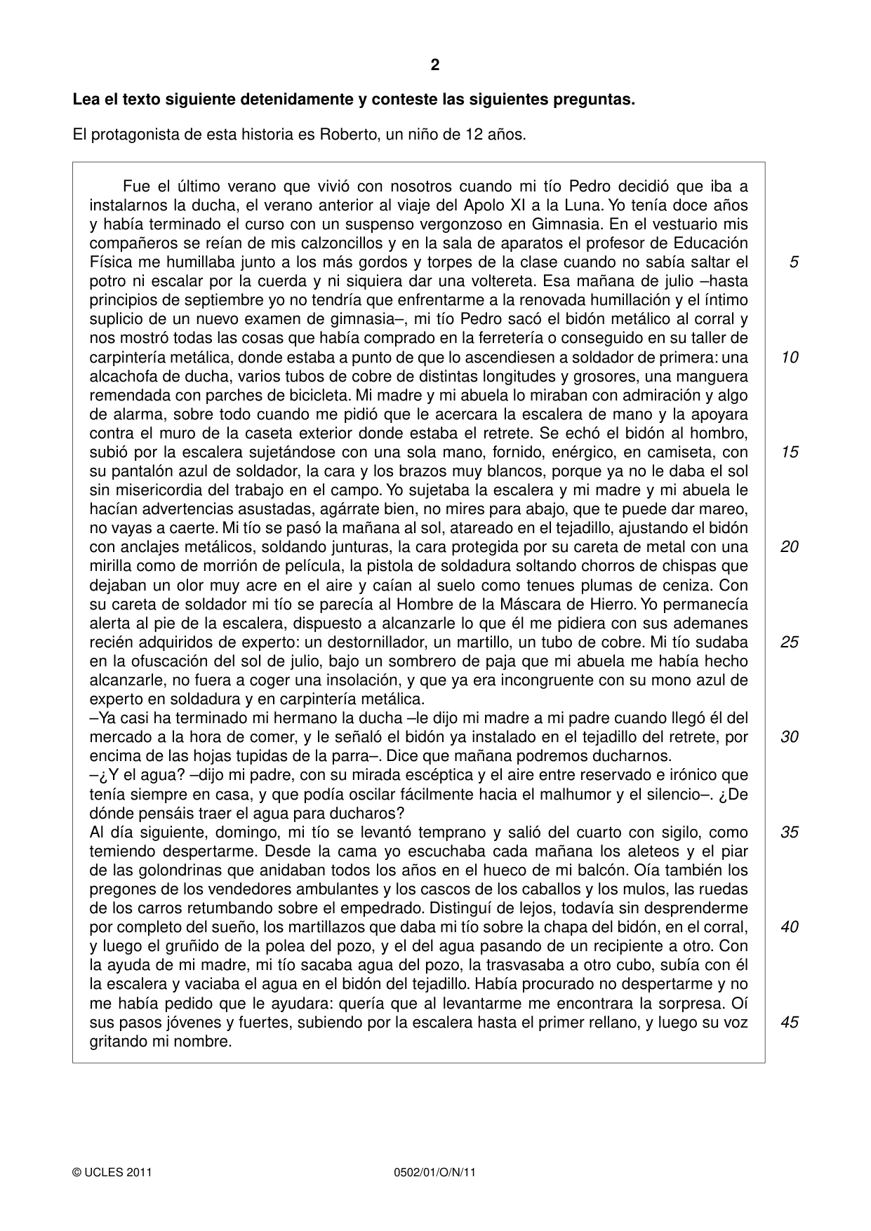 Cambridge IGCSE Spanish - First Language 0502 2011 Oct/Nov Paper 1 · Variant 1 question paper, page 2 of 4