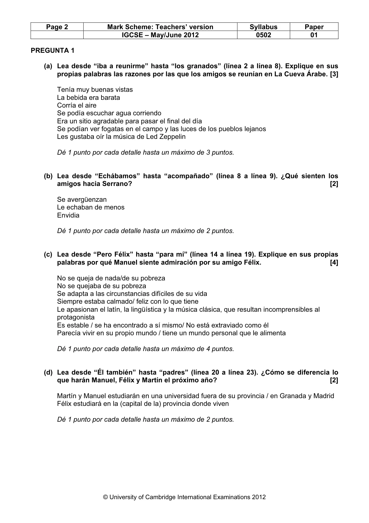 Mark scheme, page 2 of 6