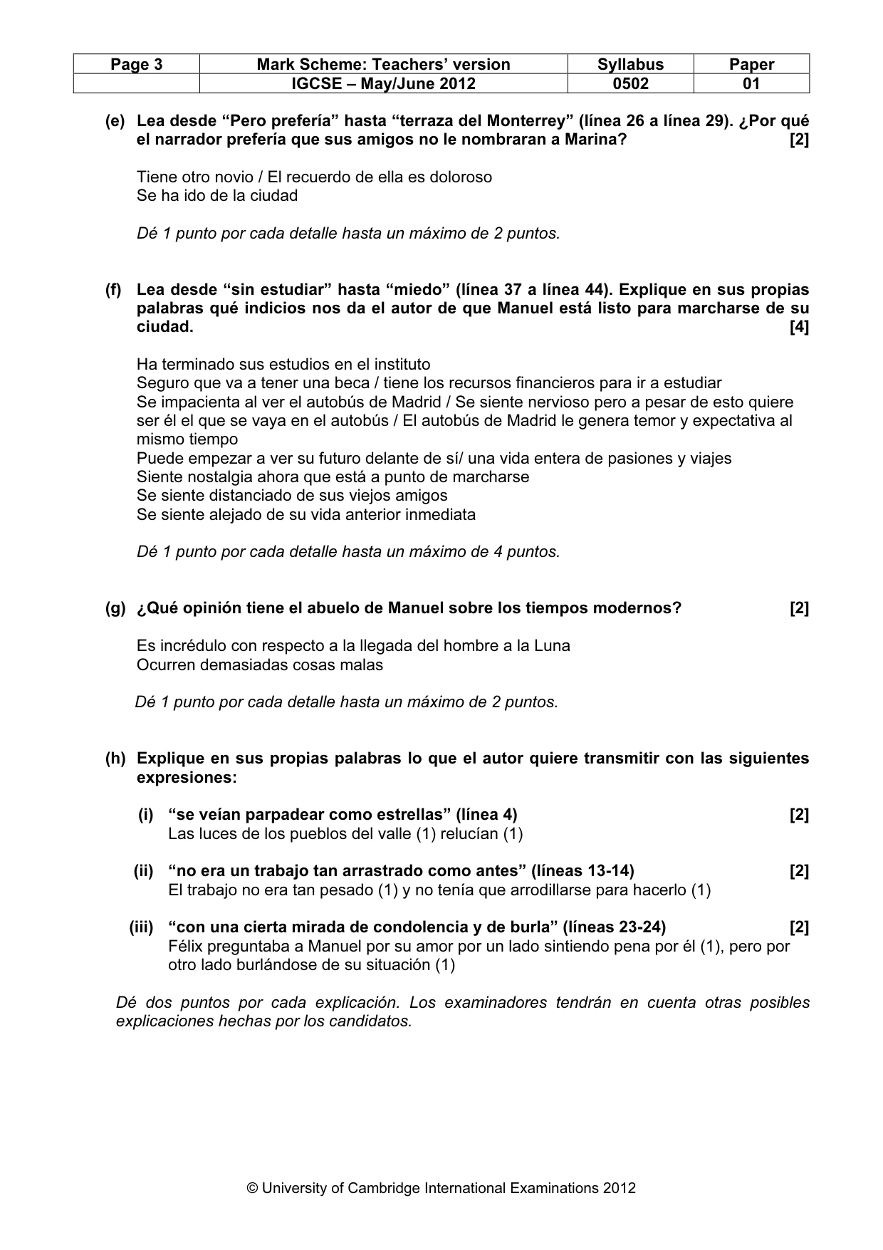 Mark scheme, page 3 of 6