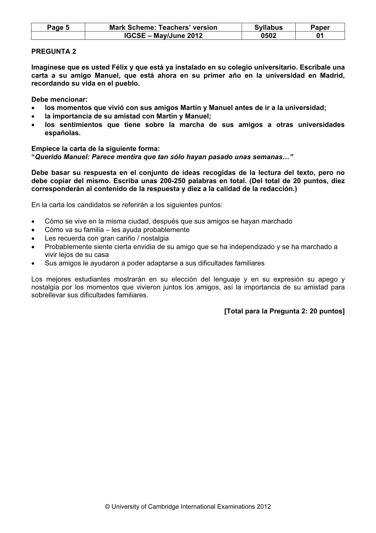 Mark scheme, page 5 of 6