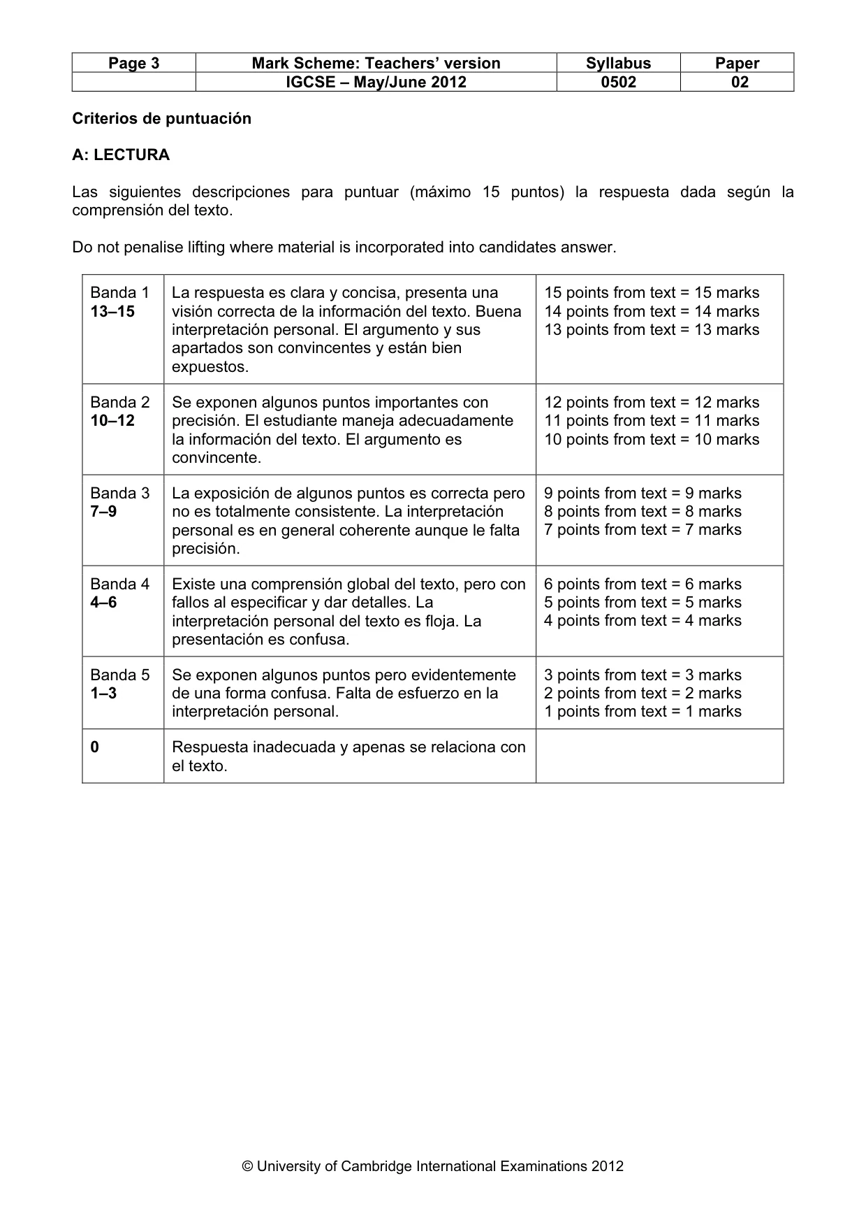 Mark scheme, page 3 of 9