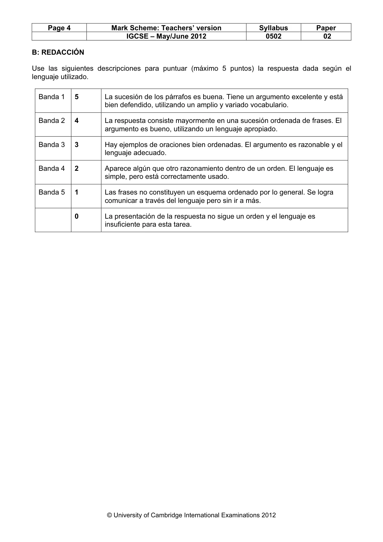 Mark scheme, page 4 of 9