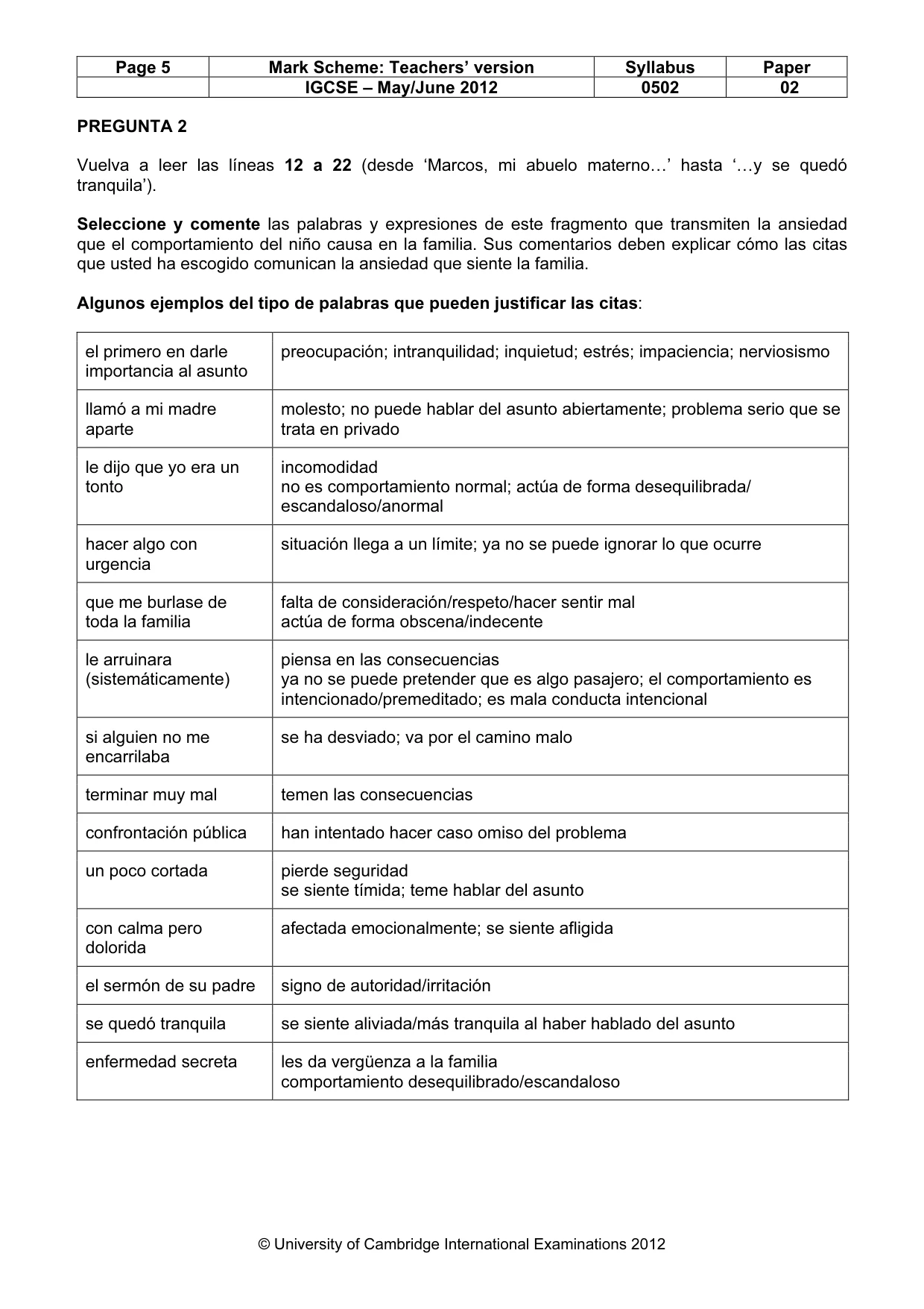 Mark scheme, page 5 of 9