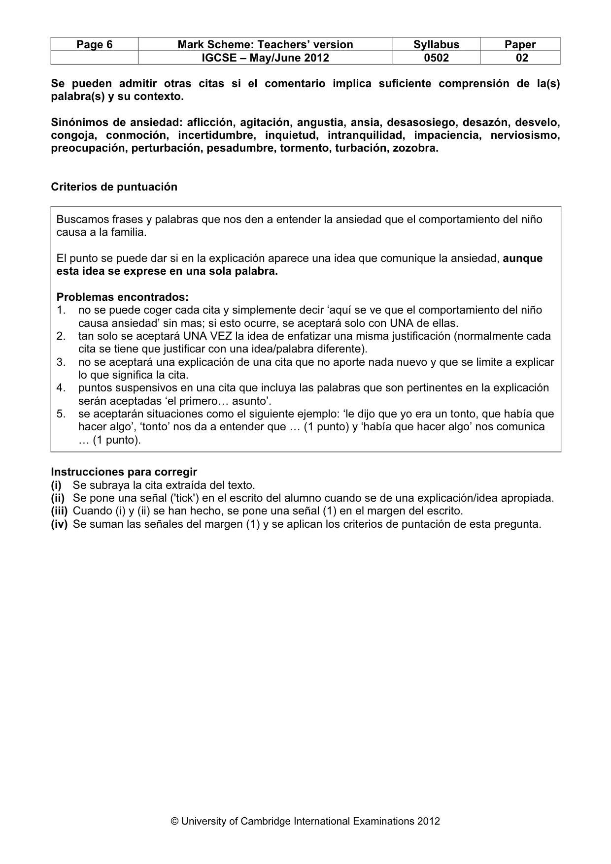 Mark scheme, page 6 of 9