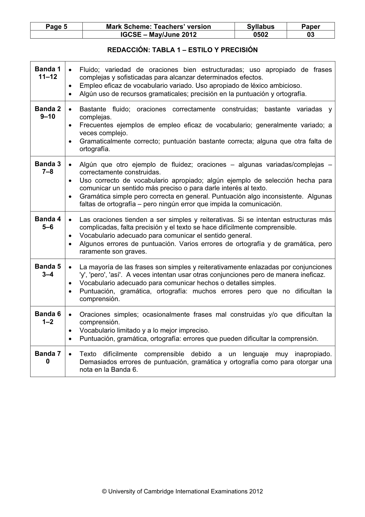 Mark scheme, page 5 of 8