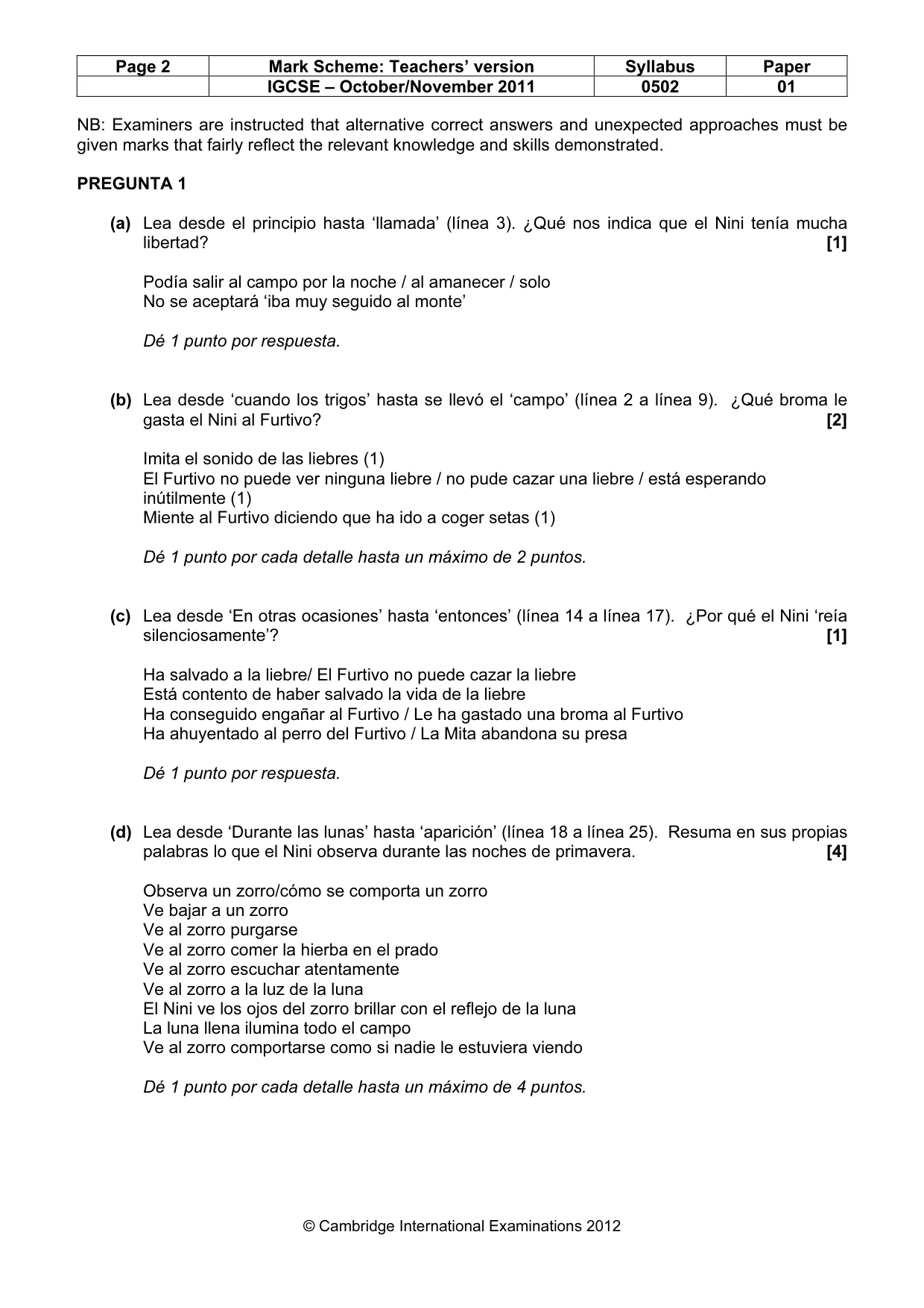 Mark scheme, page 2 of 6
