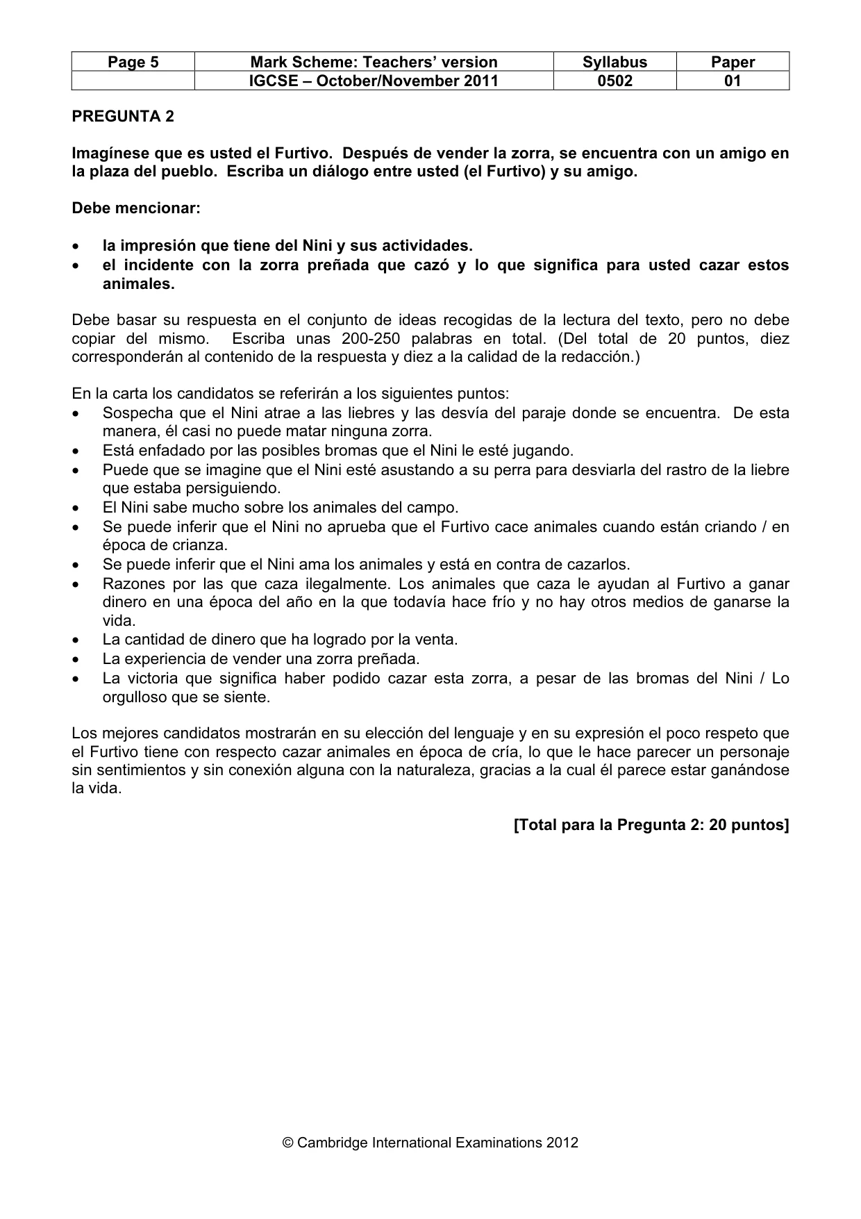 Mark scheme, page 5 of 6