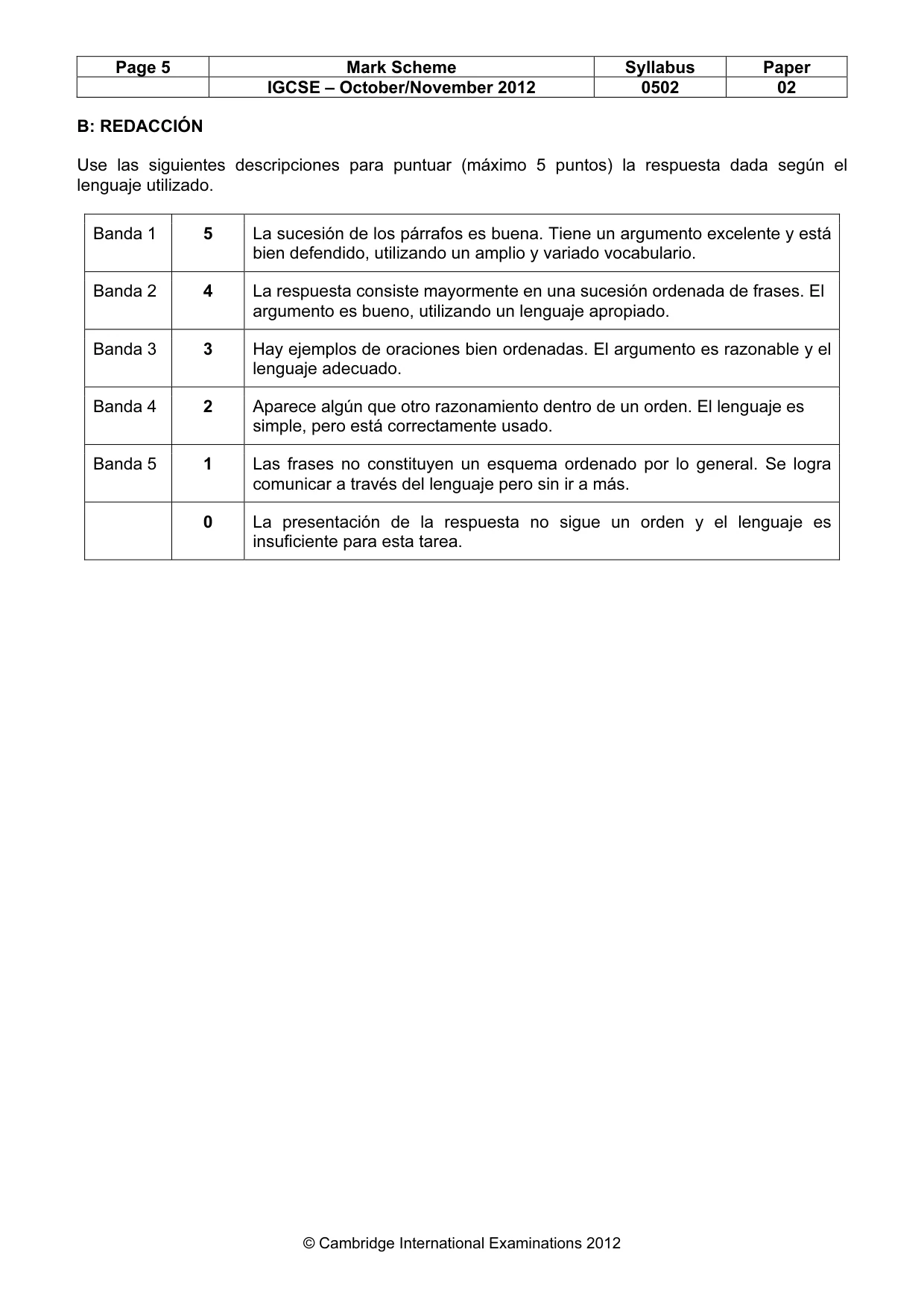 Mark scheme, page 5 of 10