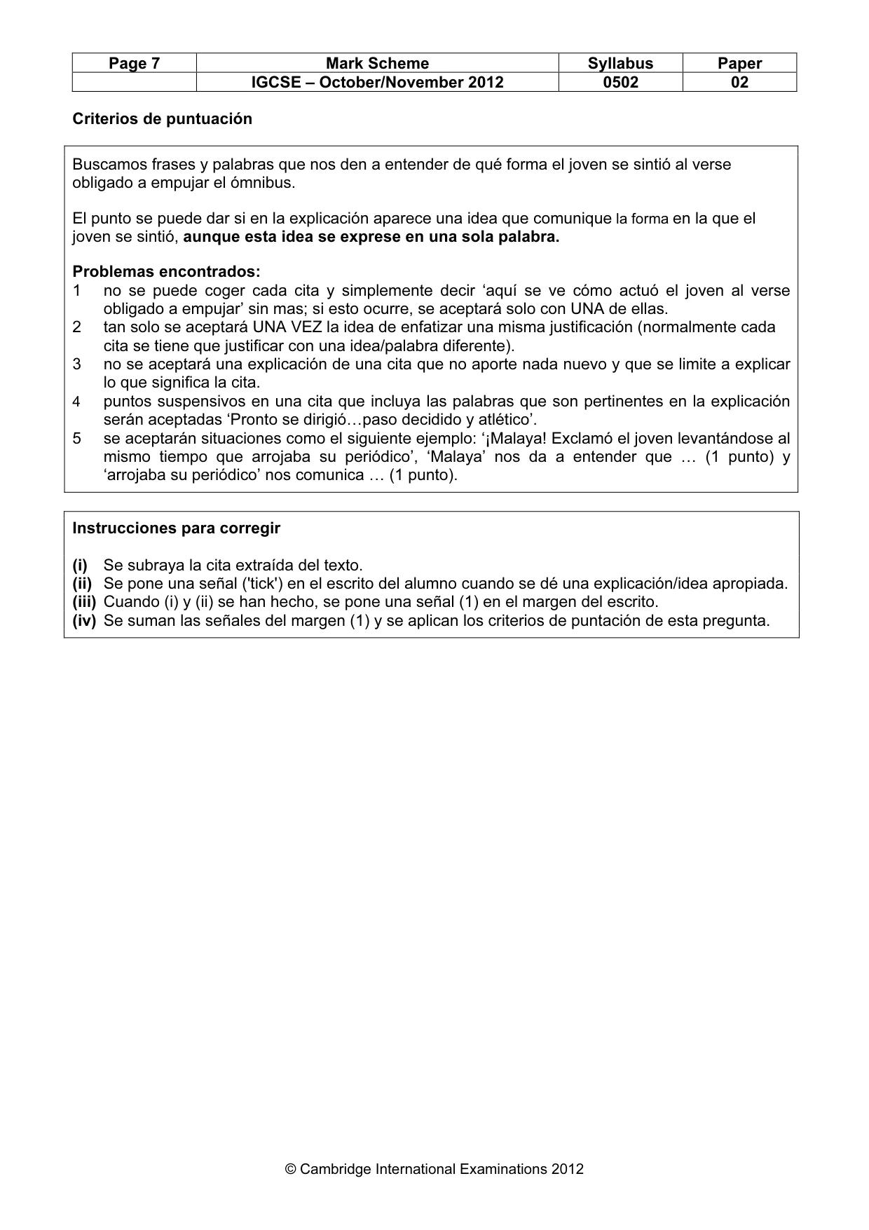 Mark scheme, page 7 of 10