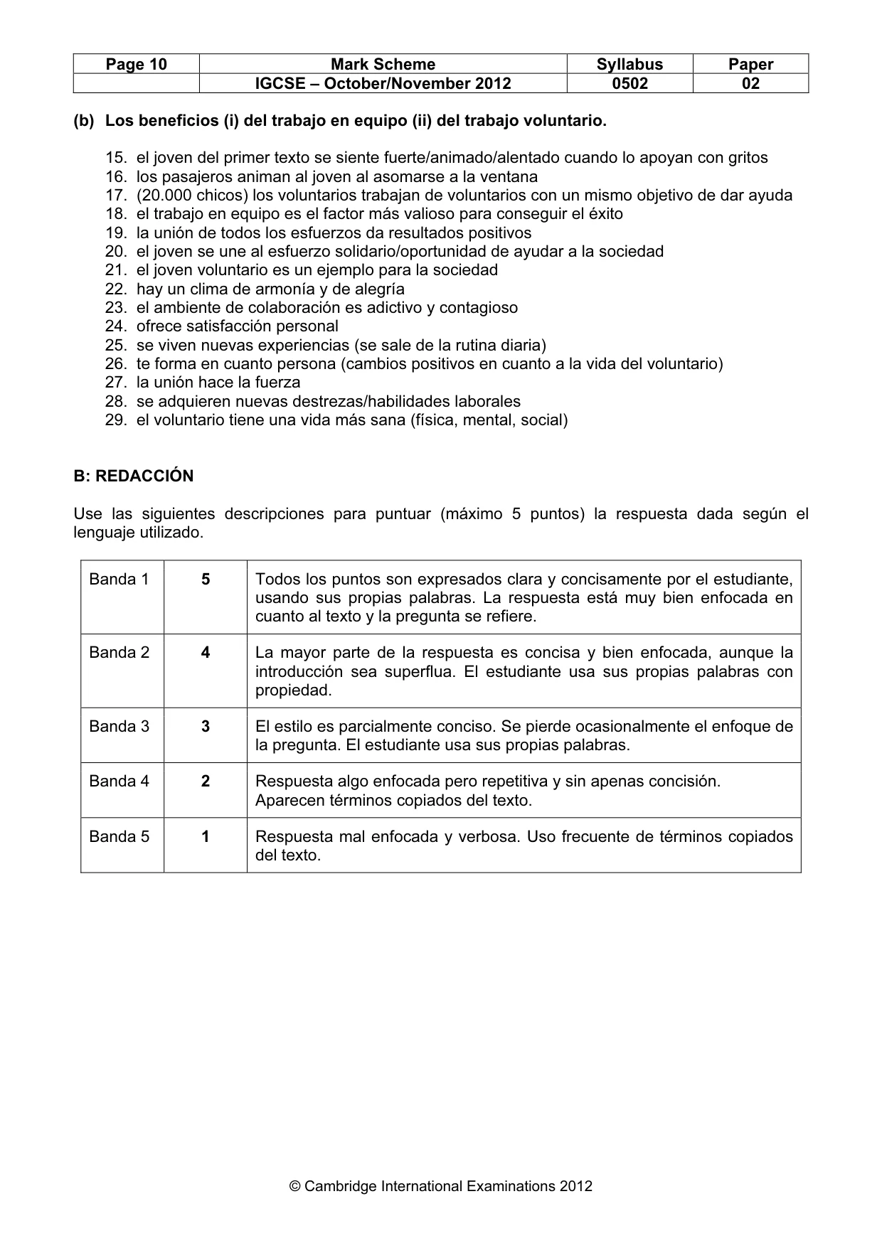 Mark scheme, page 10 of 10