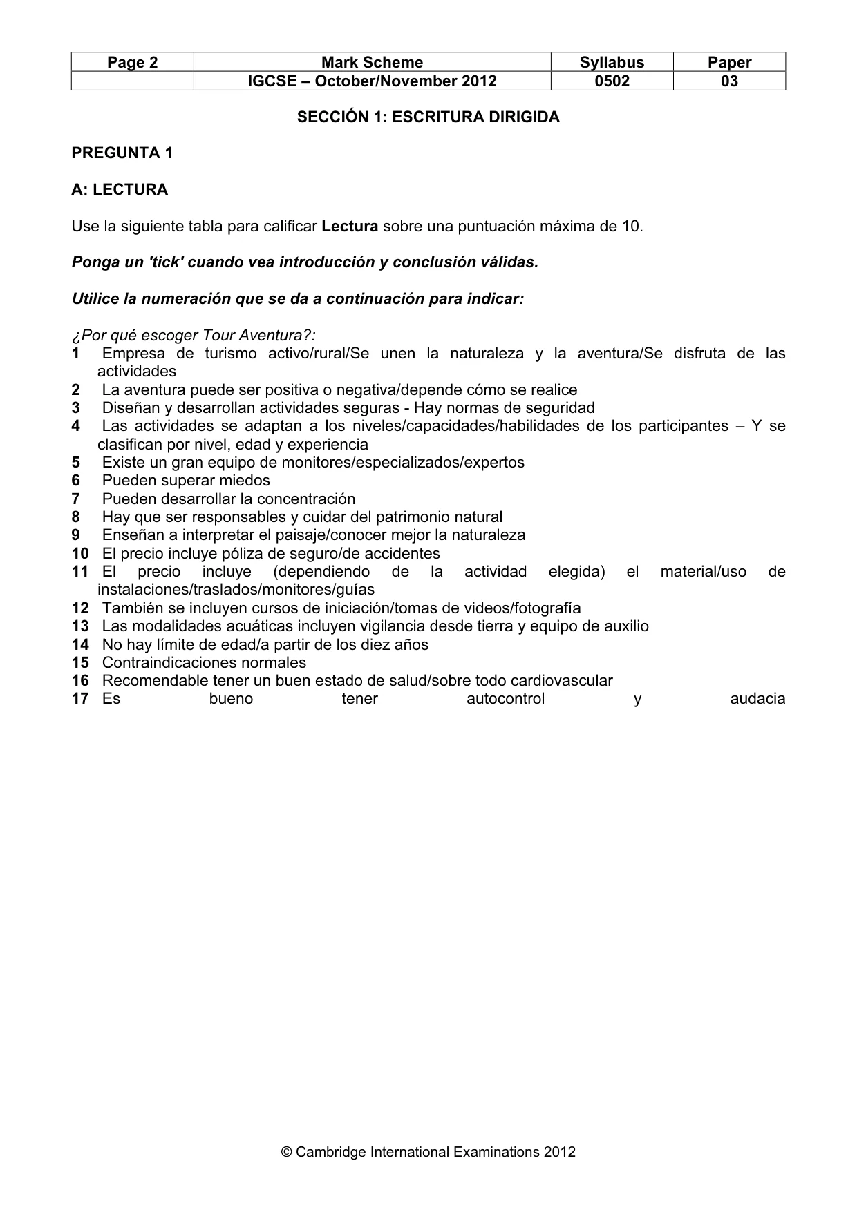 Mark scheme, page 2 of 9
