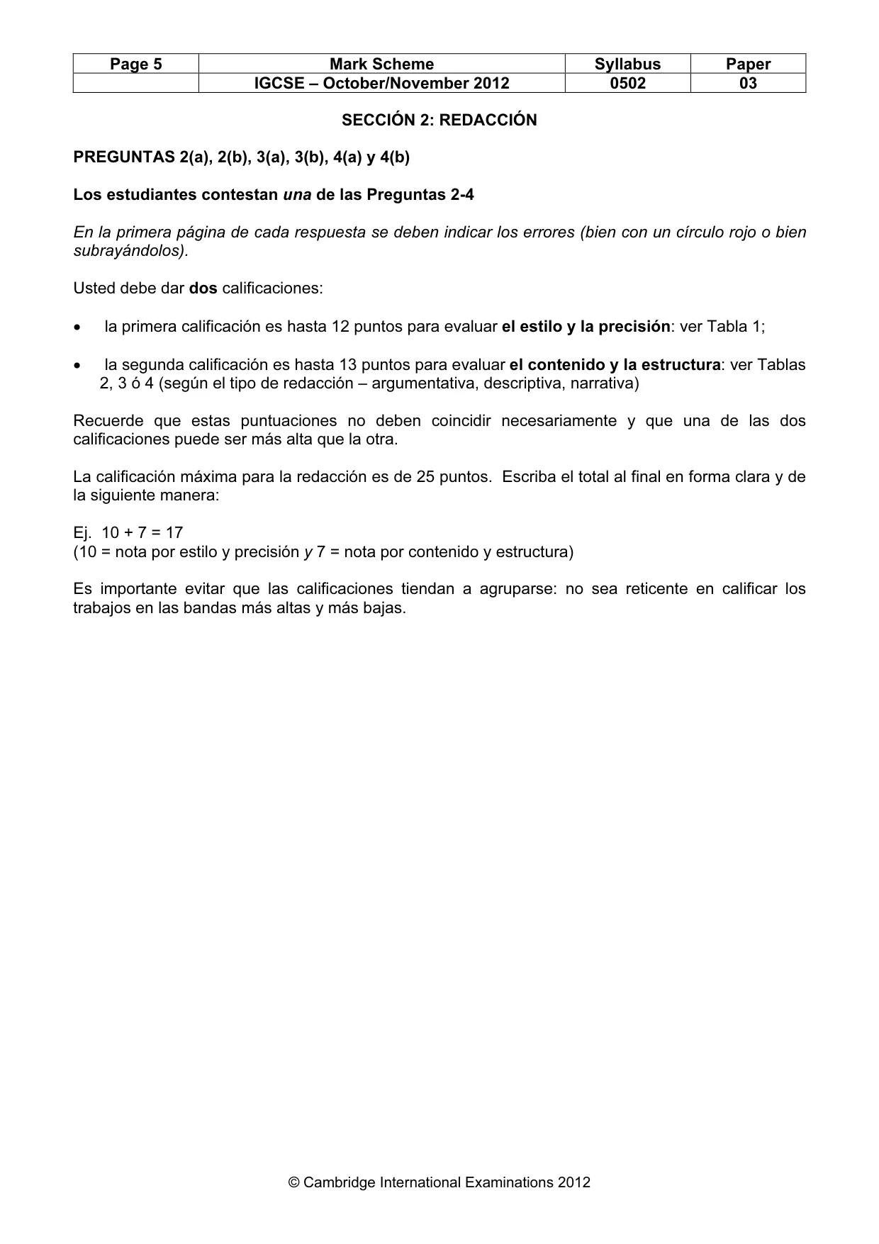 Mark scheme, page 5 of 9