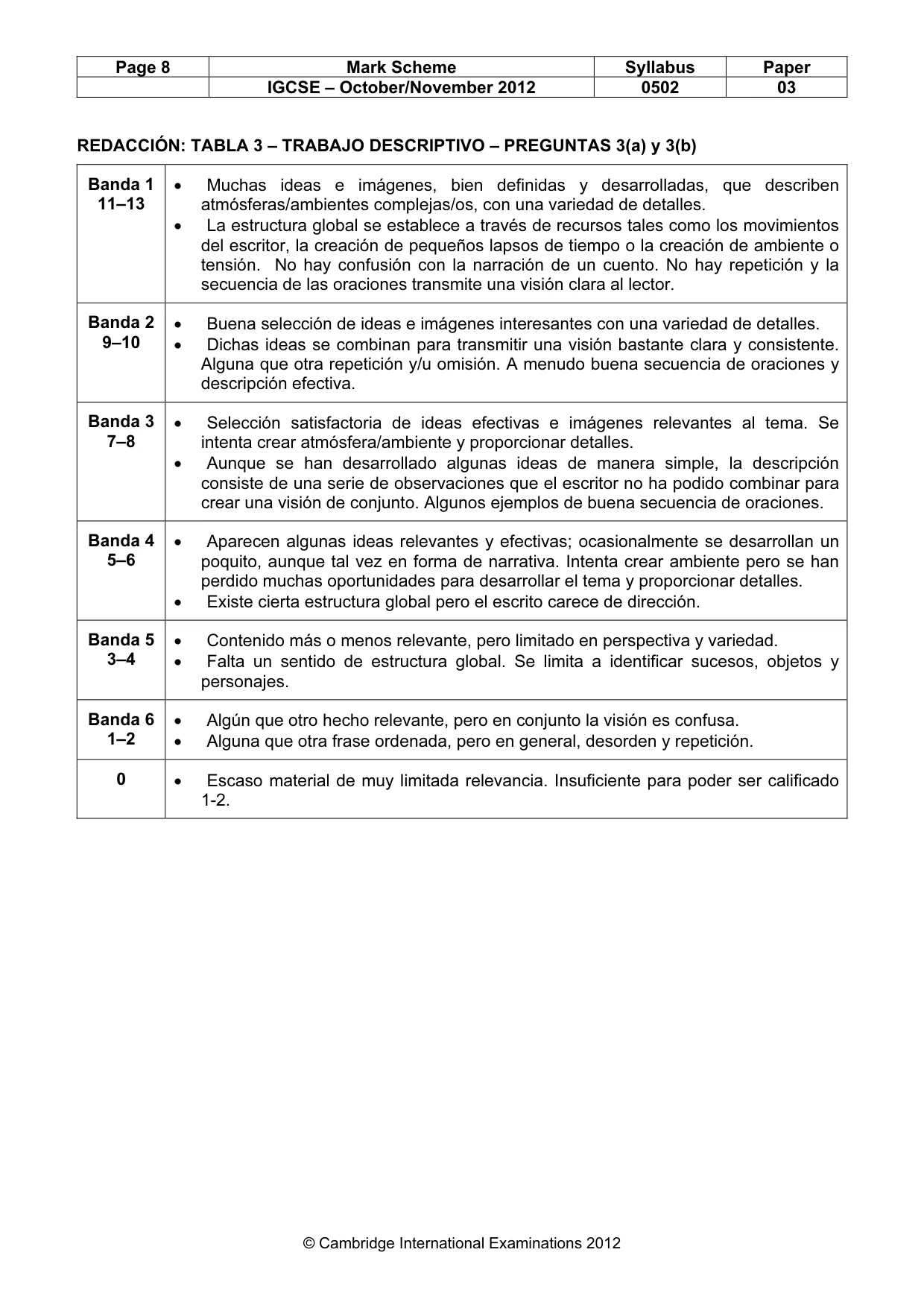 Mark scheme, page 8 of 9