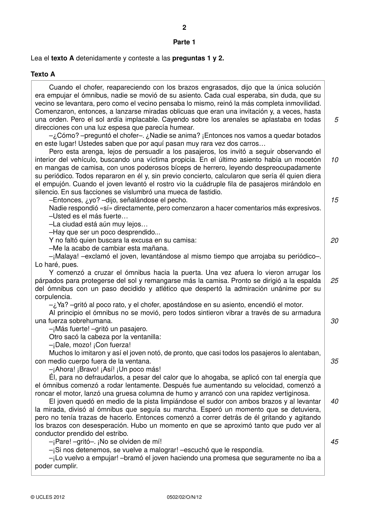 Cambridge IGCSE Spanish - First Language 0502 2012 Oct/Nov Paper 2 · Variant 1 question paper, page 2 of 8
